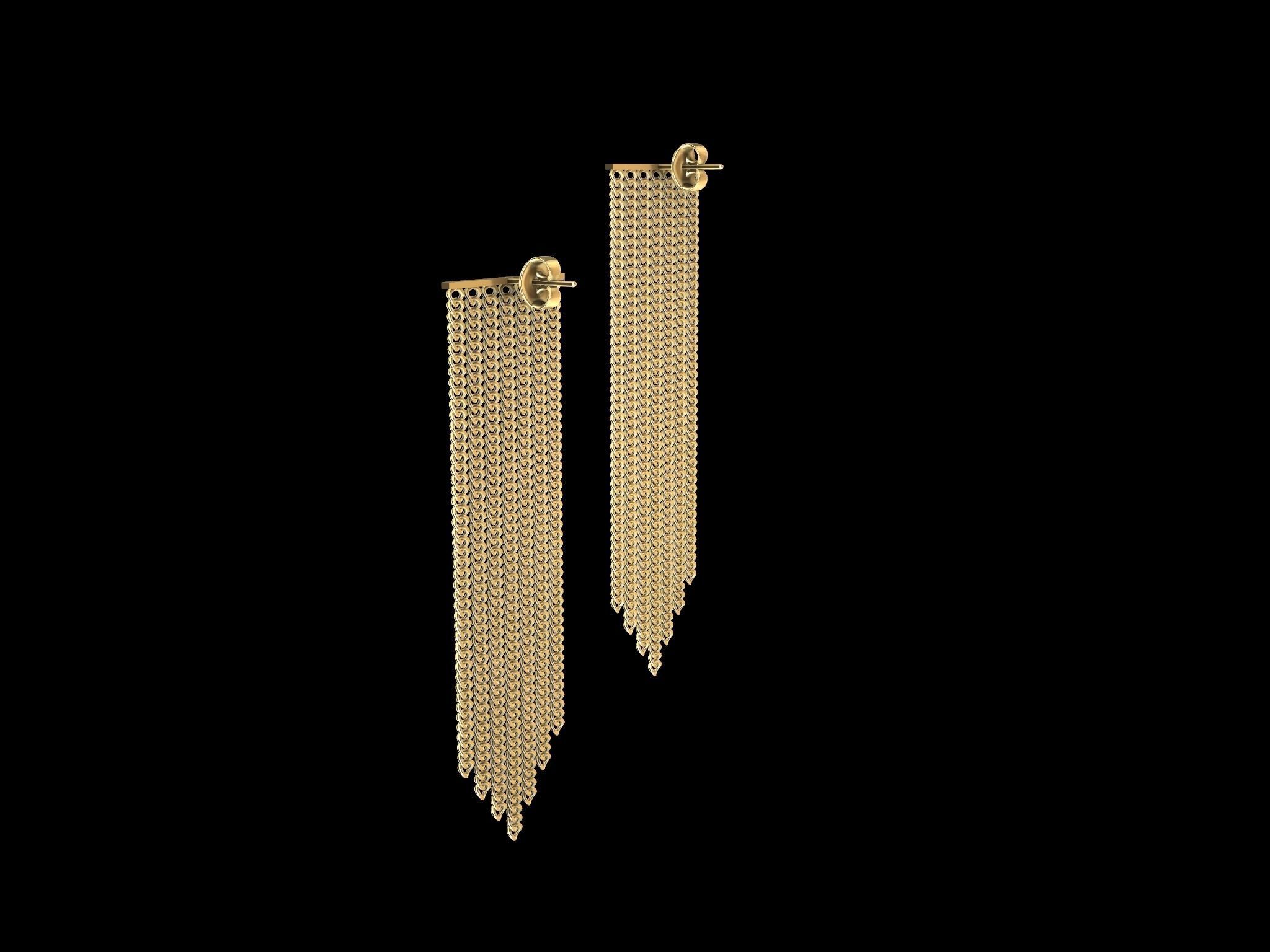 Modern Chain Earrings 3d Model 3D print model_8