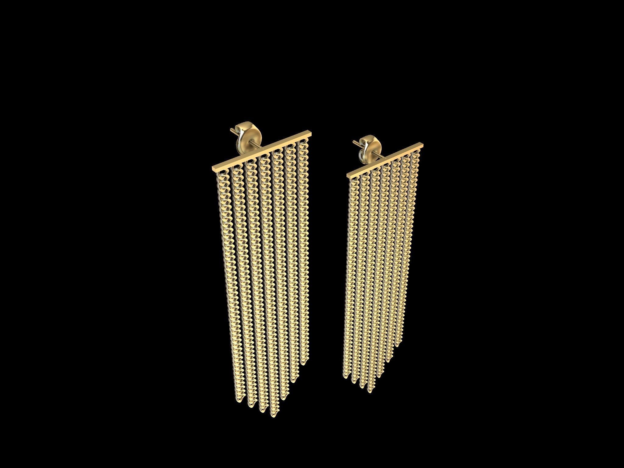 Modern Chain Earrings 3d Model 3D print model_19