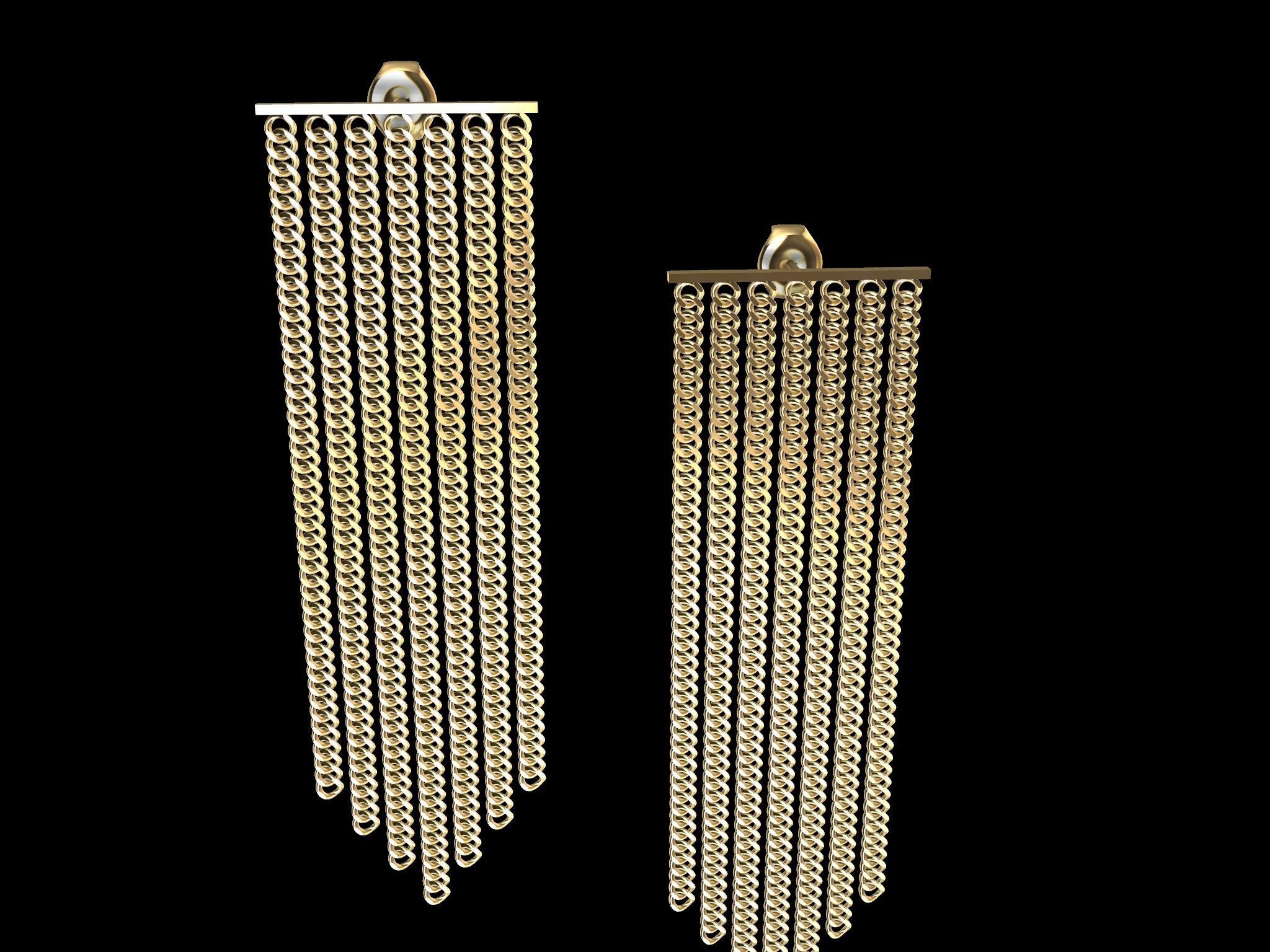 Modern Chain Earrings 3d Model 3D print model_16