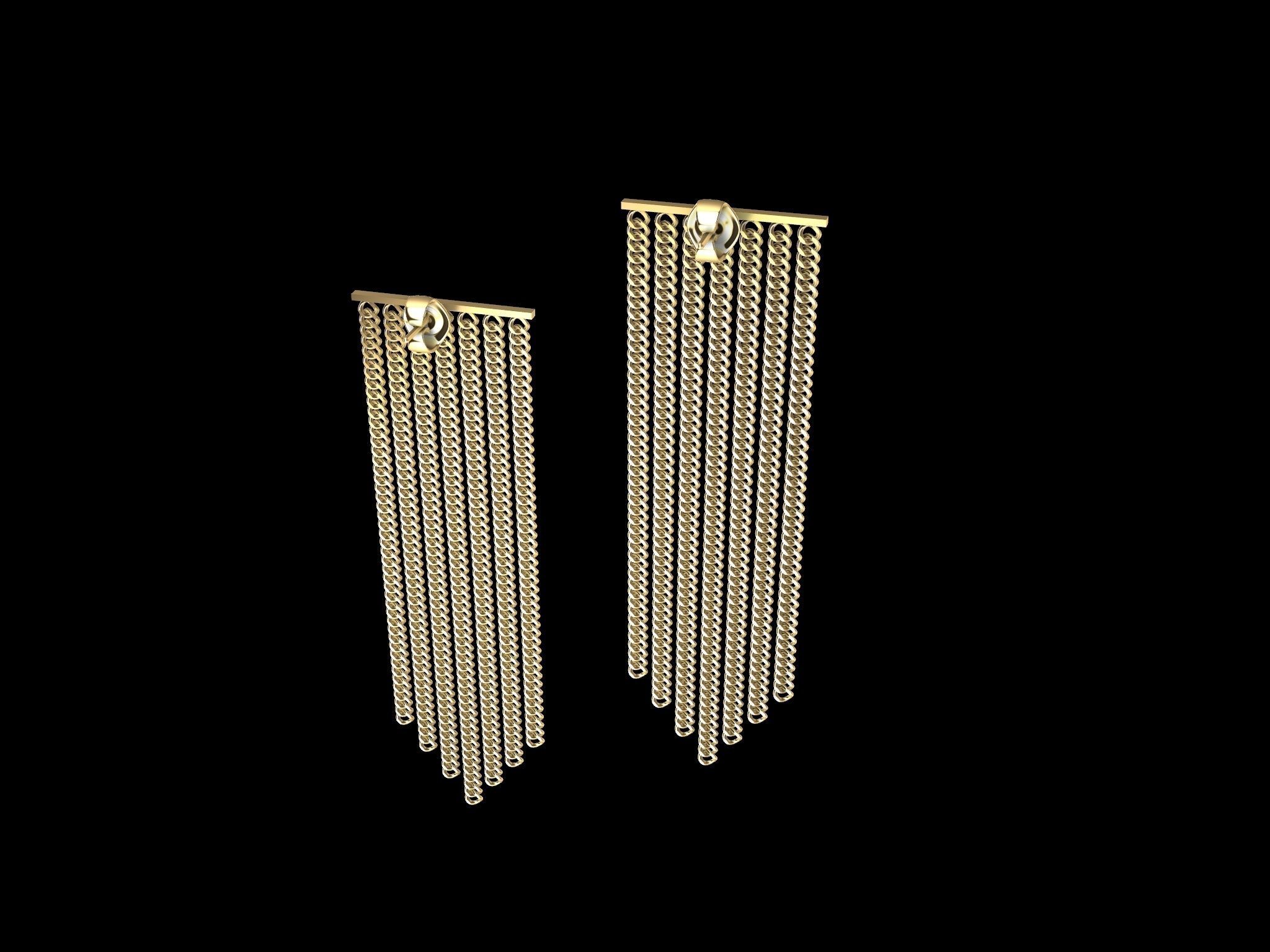 Modern Chain Earrings 3d Model 3D print model_23