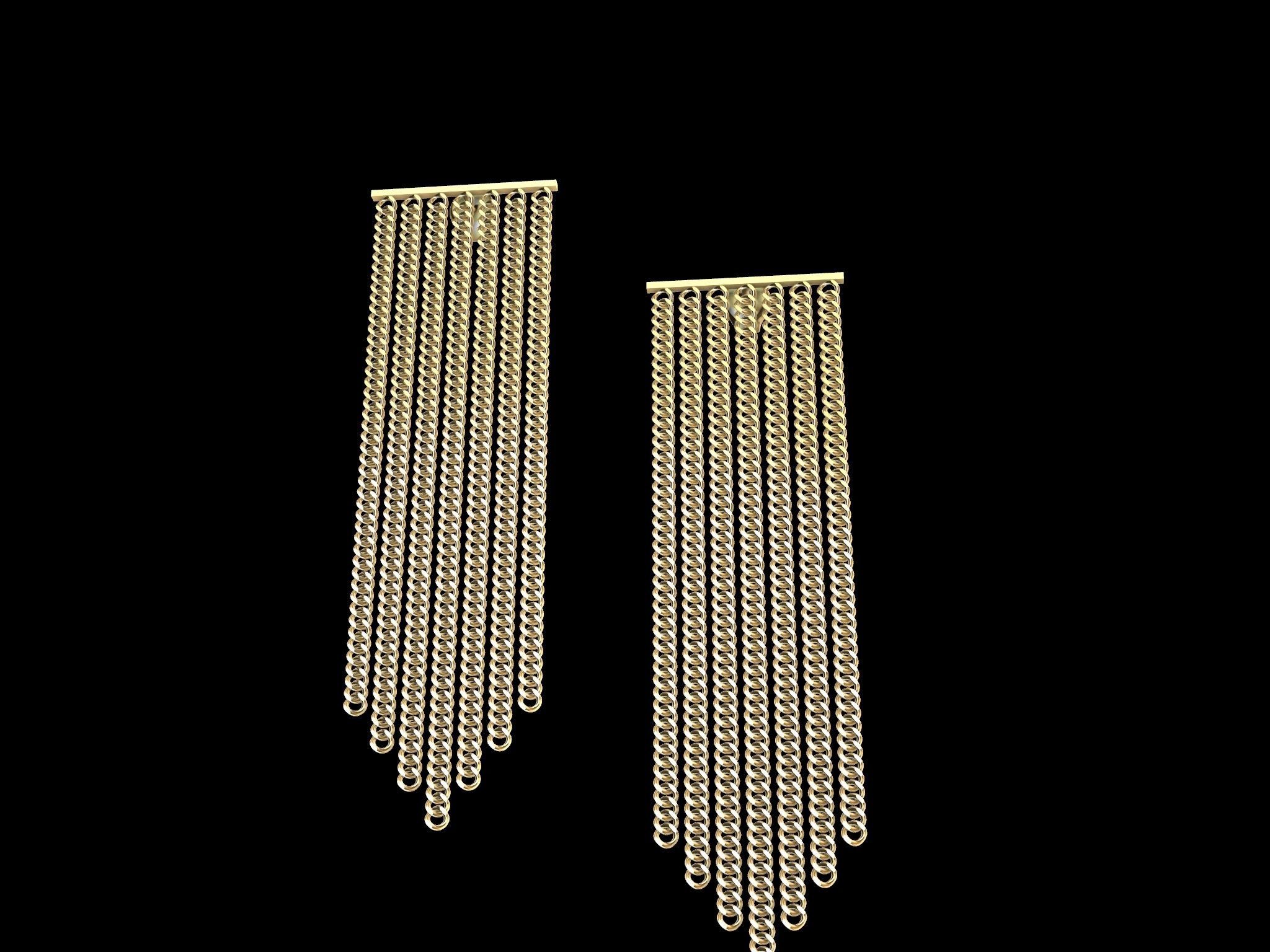Modern Chain Earrings 3d Model 3D print model_17