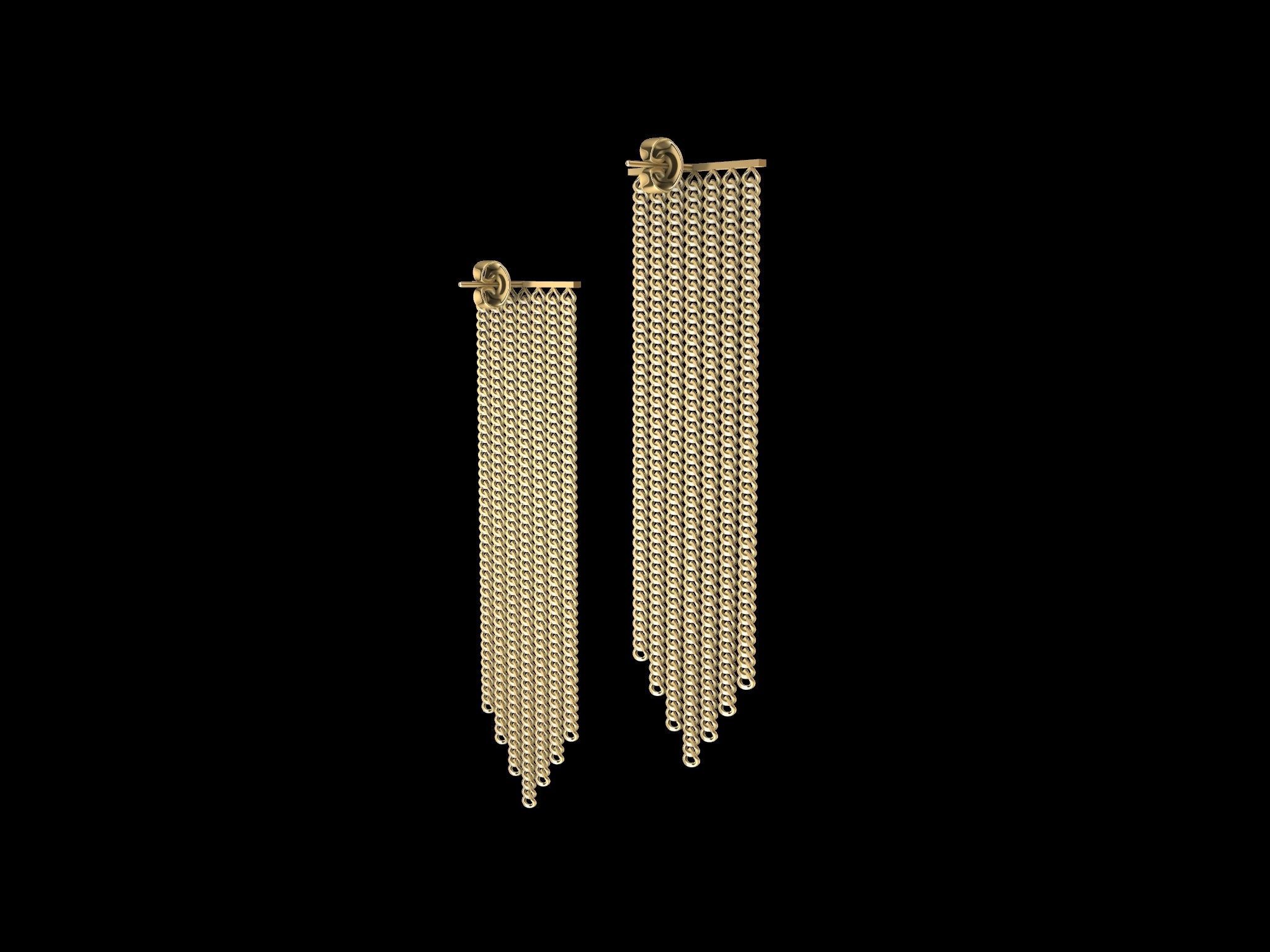 Modern Chain Earrings 3d Model 3D print model_2