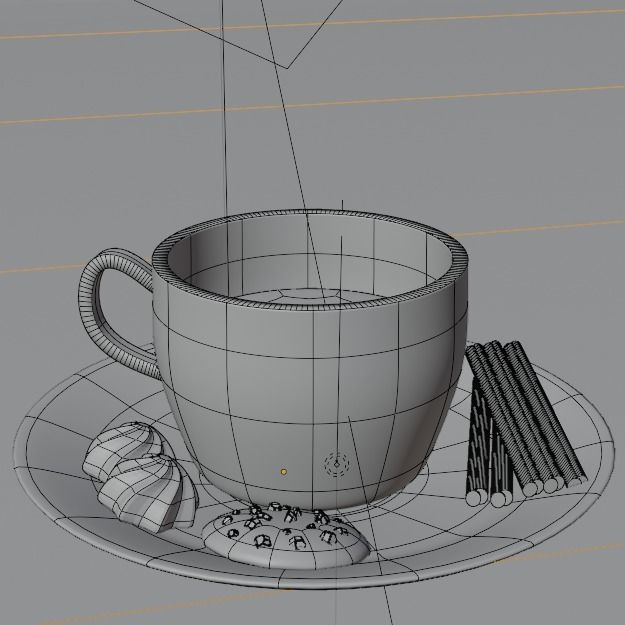 3d tea cup Low-poly 3D model_2