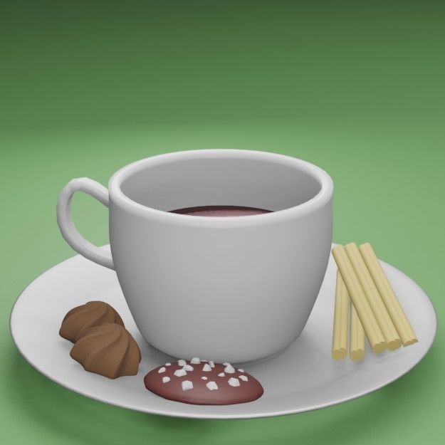 3d tea cup Low-poly 3D model_1