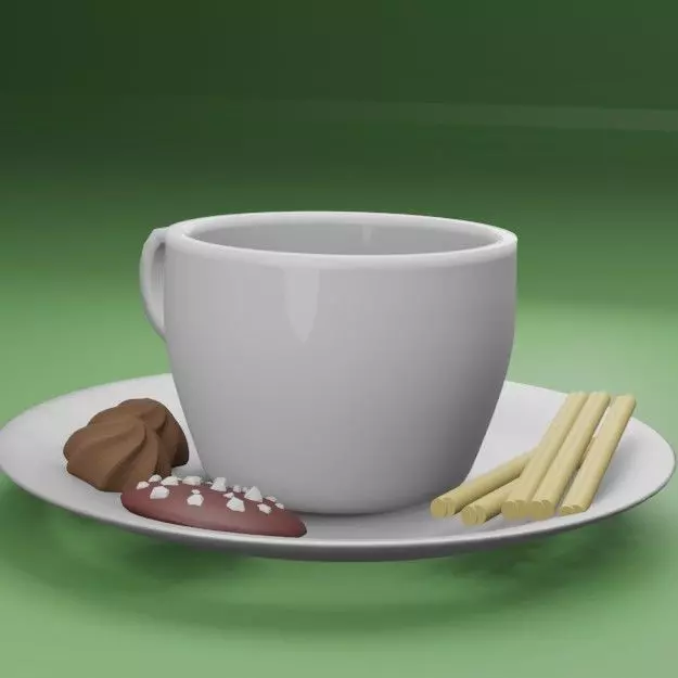 3d tea cup Low-poly 3D model_0