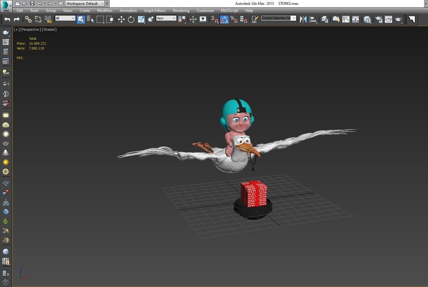 Cartoon Stork 3D model 3D model_11