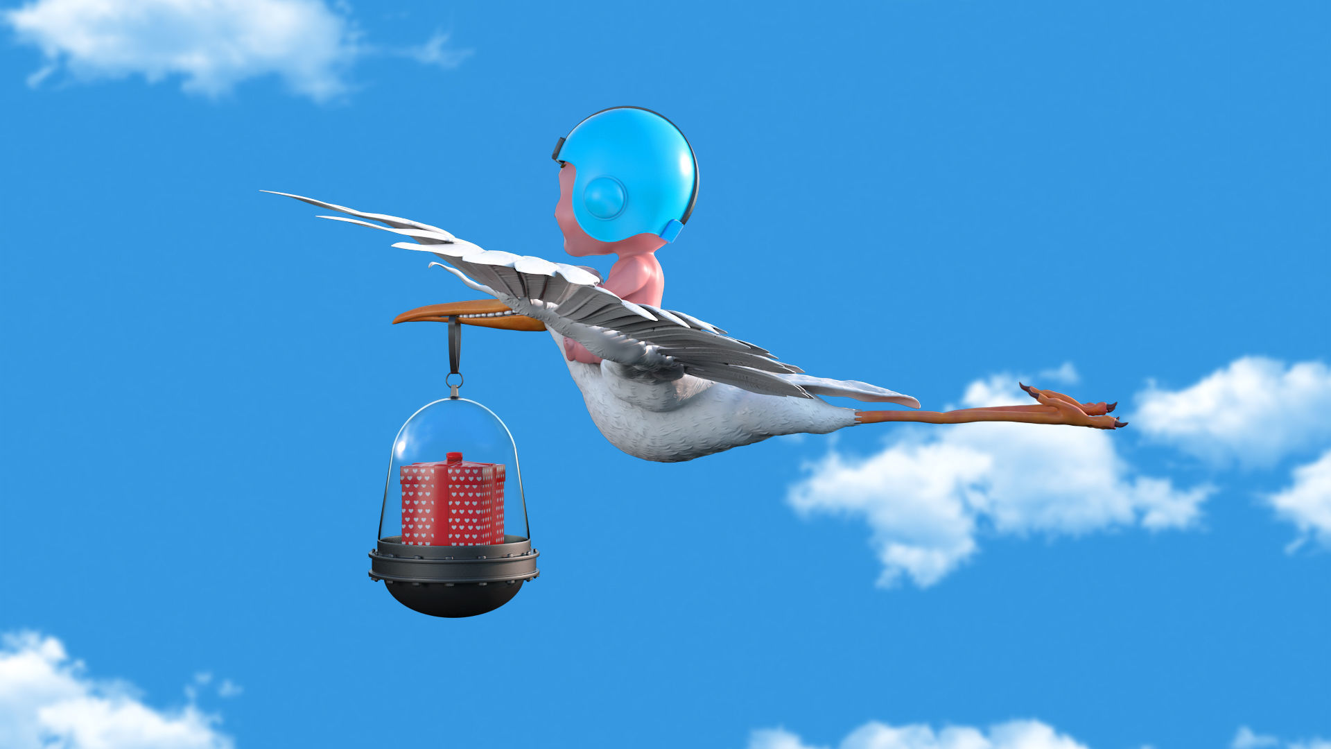 Cartoon Stork 3D model 3D model_4