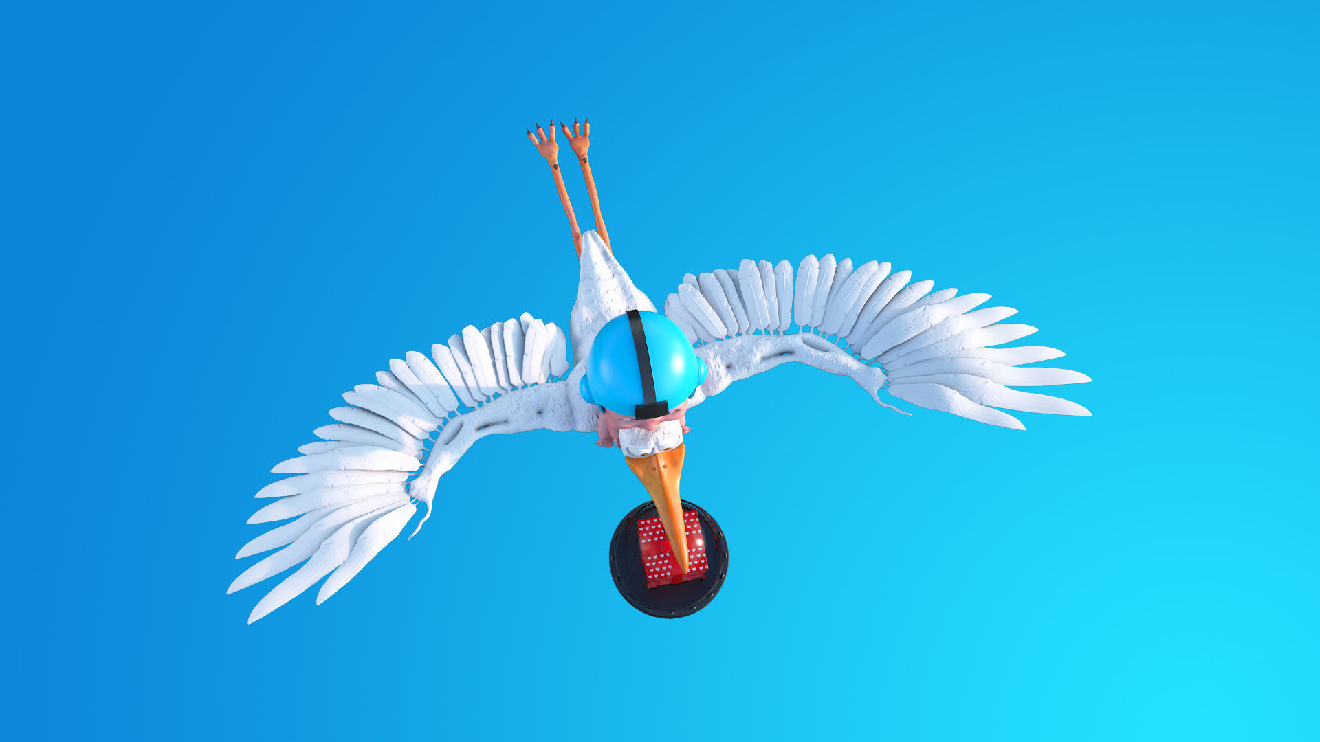 Cartoon Stork 3D model 3D model_9