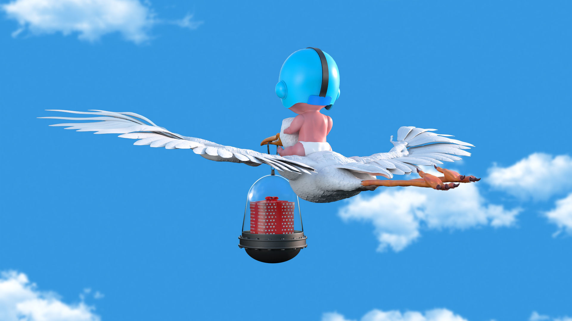 Cartoon Stork 3D model 3D model_3