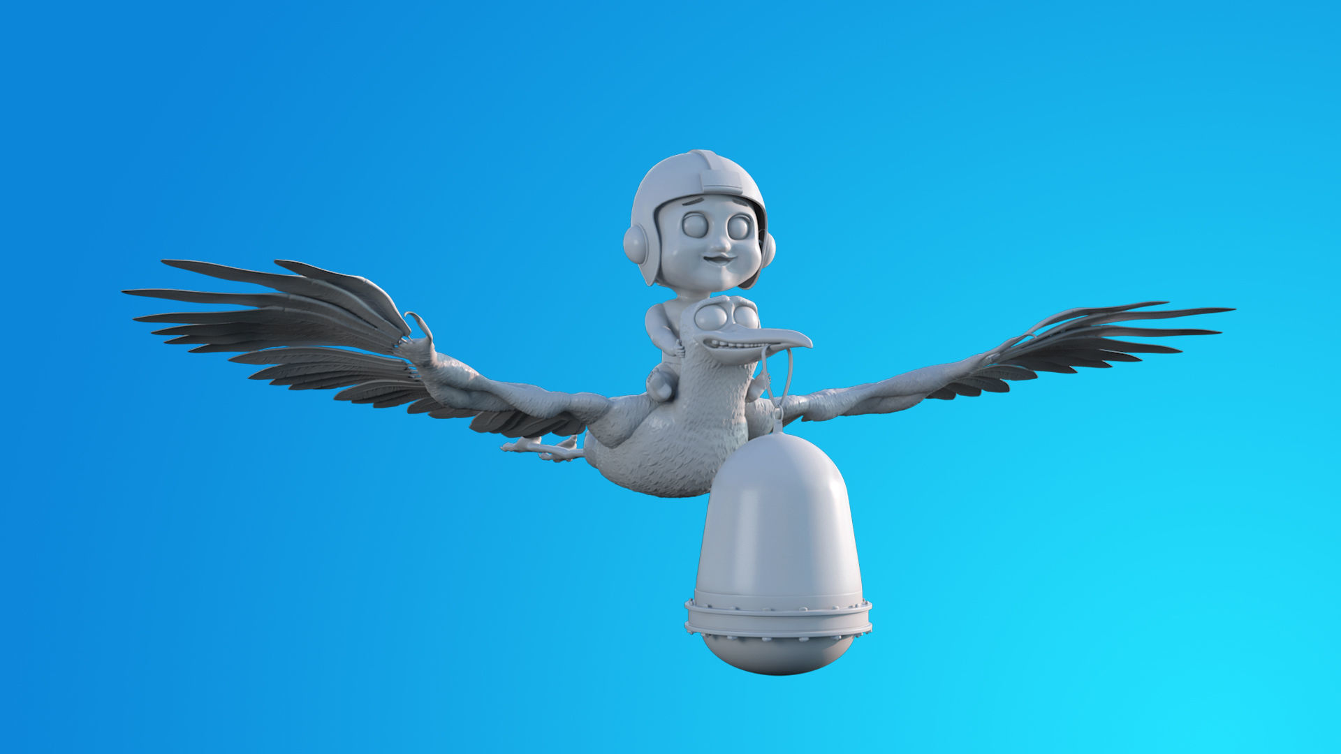 Cartoon Stork 3D model 3D model_10