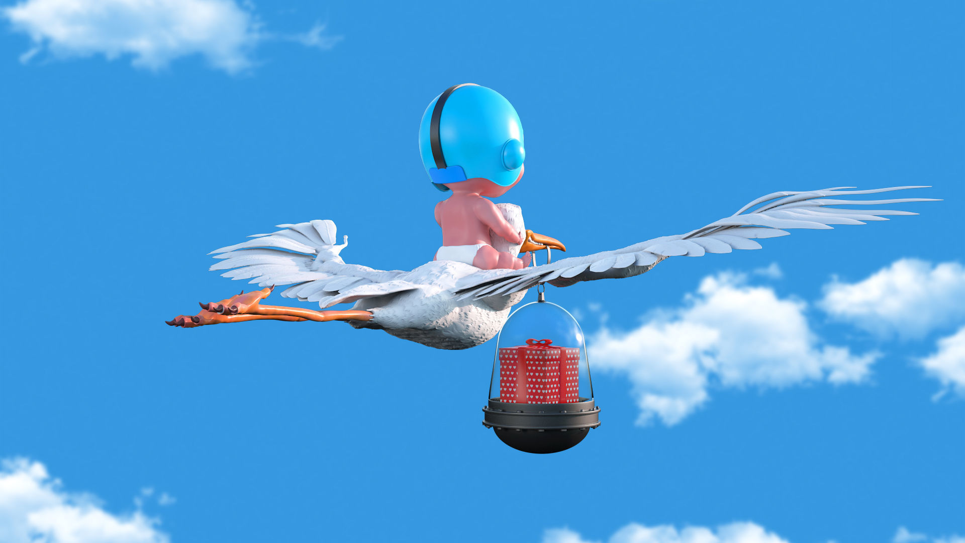 Cartoon Stork 3D model 3D model_2