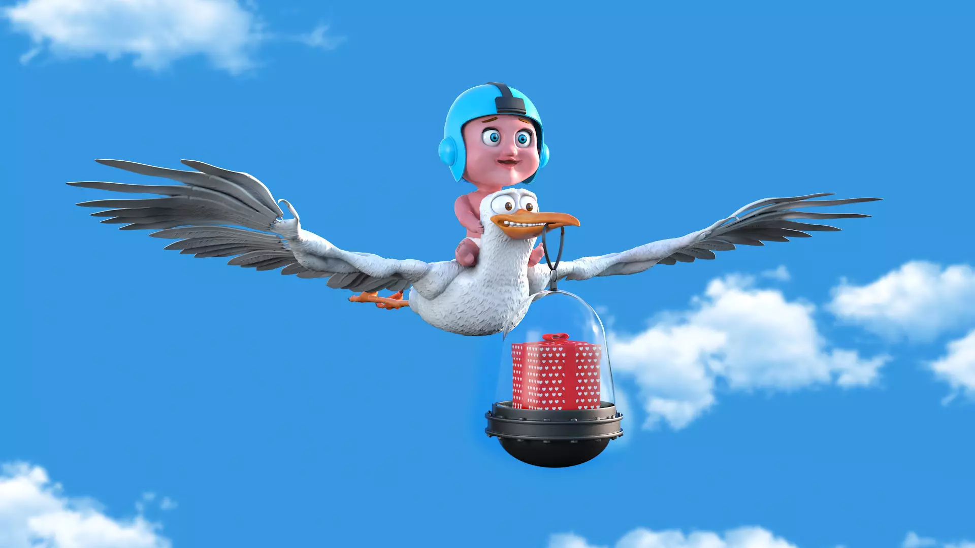 Cartoon Stork 3D model 3D model_0