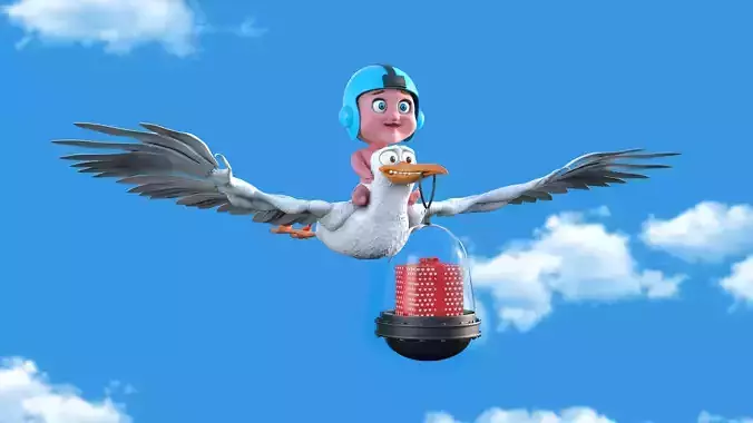 Cartoon Stork 3D model