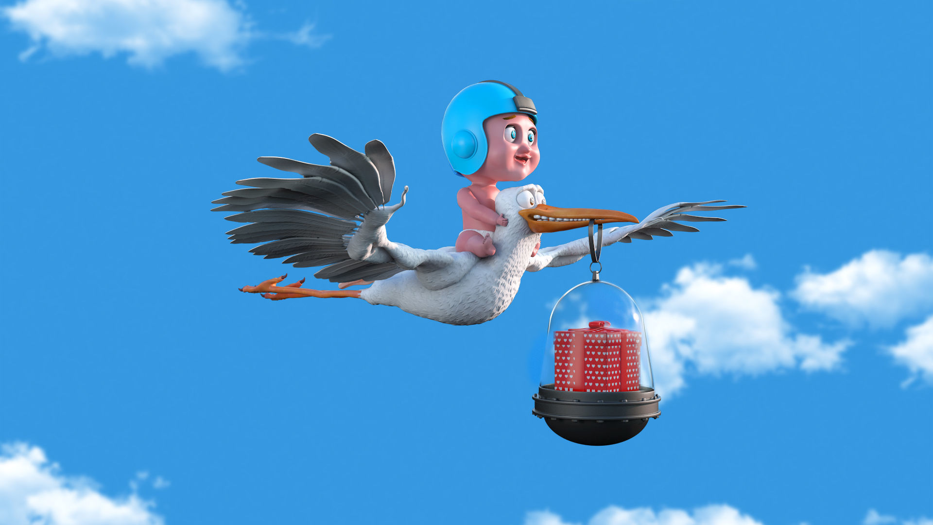 Cartoon Stork 3D model 3D model_1