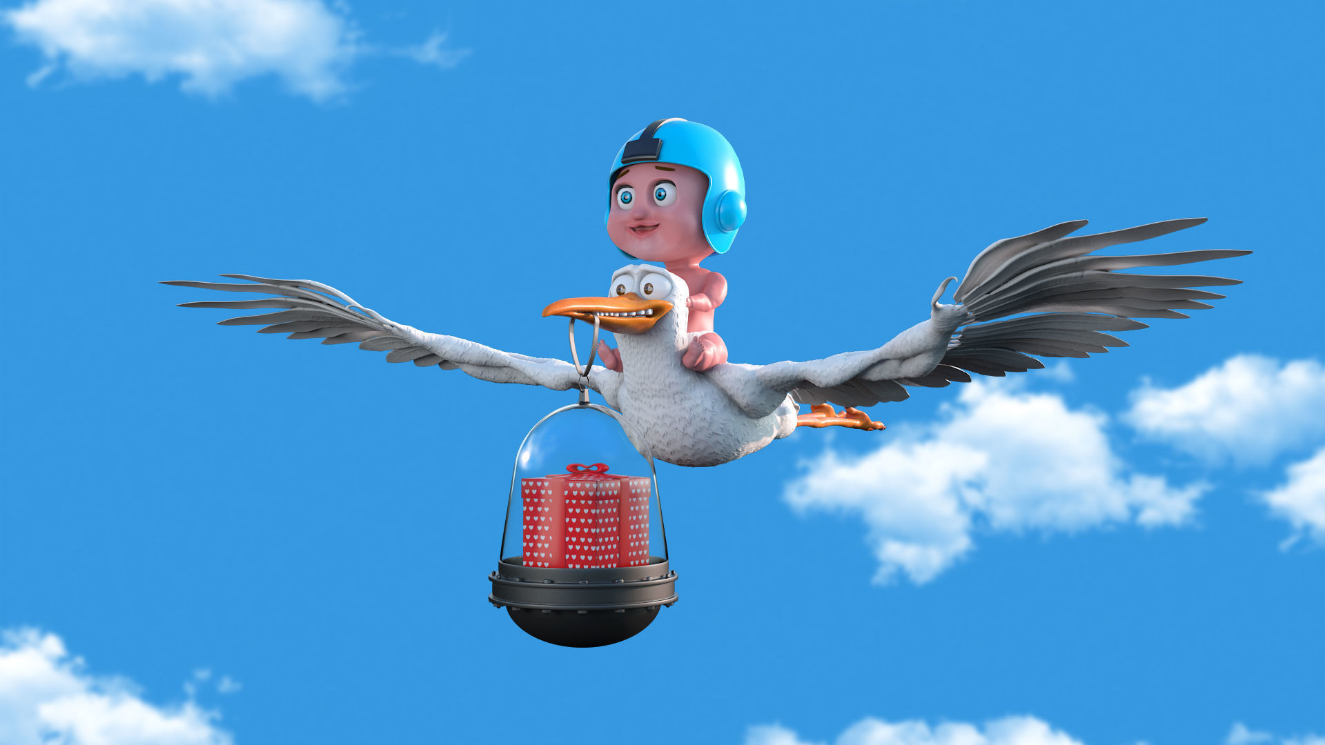 Cartoon Stork 3D model 3D model_5