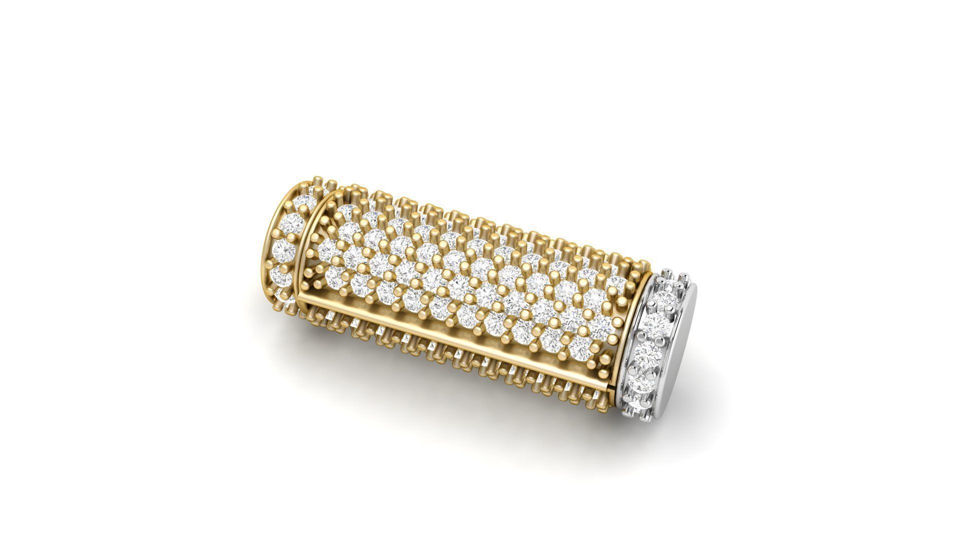 8 mm x 25 mm  Round Flip Diamond Lock Box for Chain and Necklace 3D print model_7