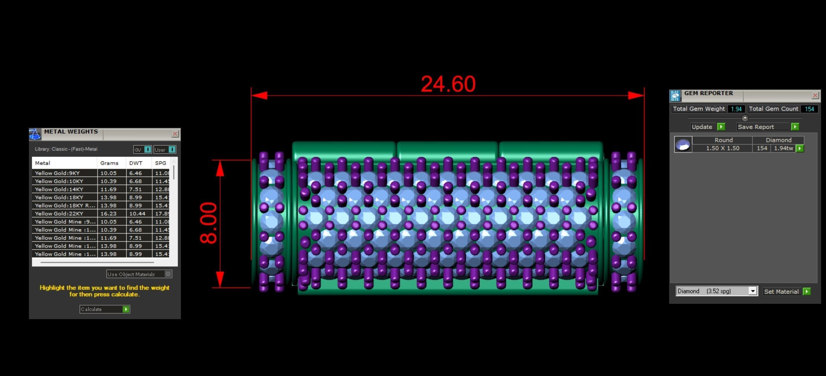 8 mm x 25 mm  Round Flip Diamond Lock Box for Chain and Necklace 3D print model_3
