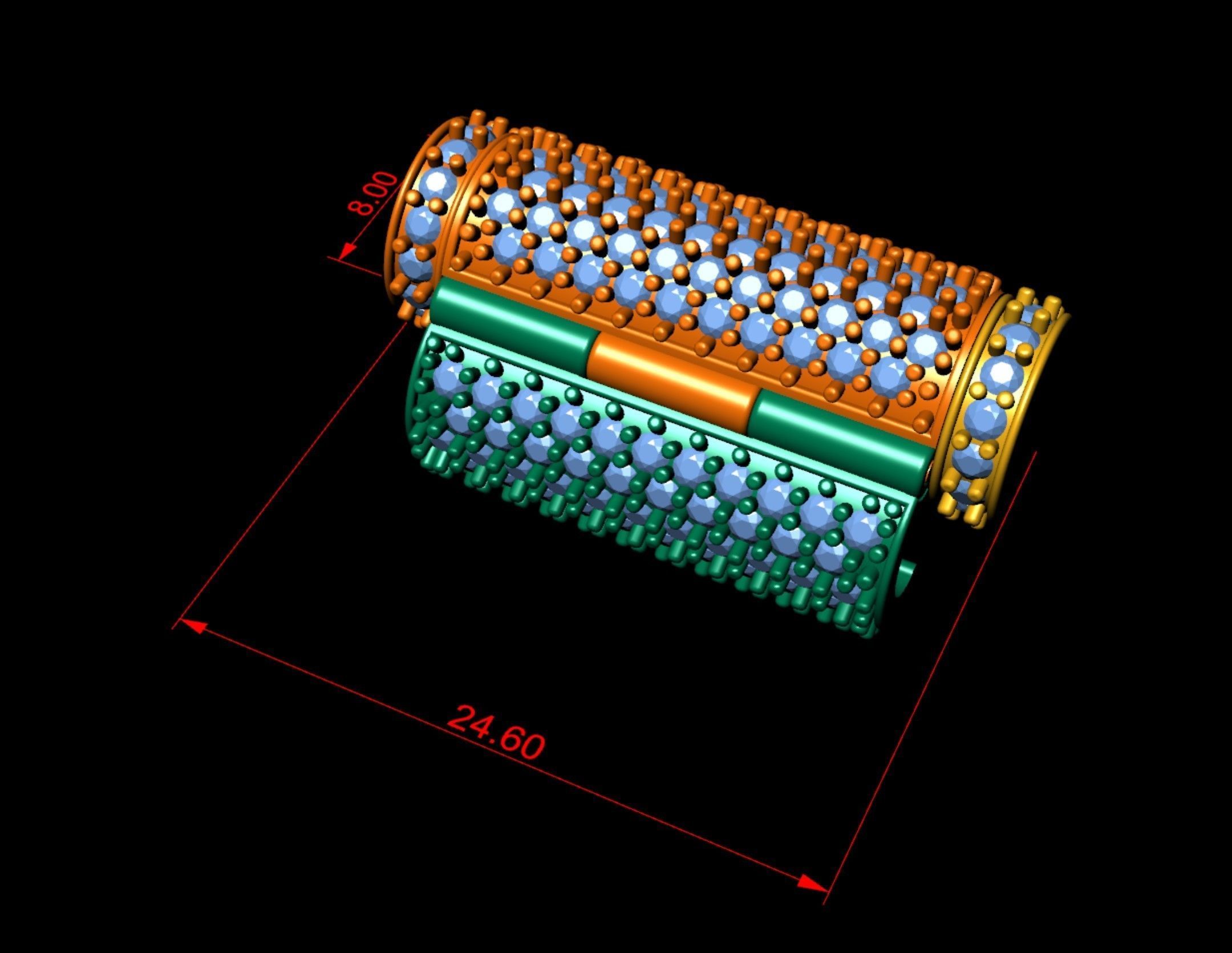 8 mm x 25 mm  Round Flip Diamond Lock Box for Chain and Necklace 3D print model_10