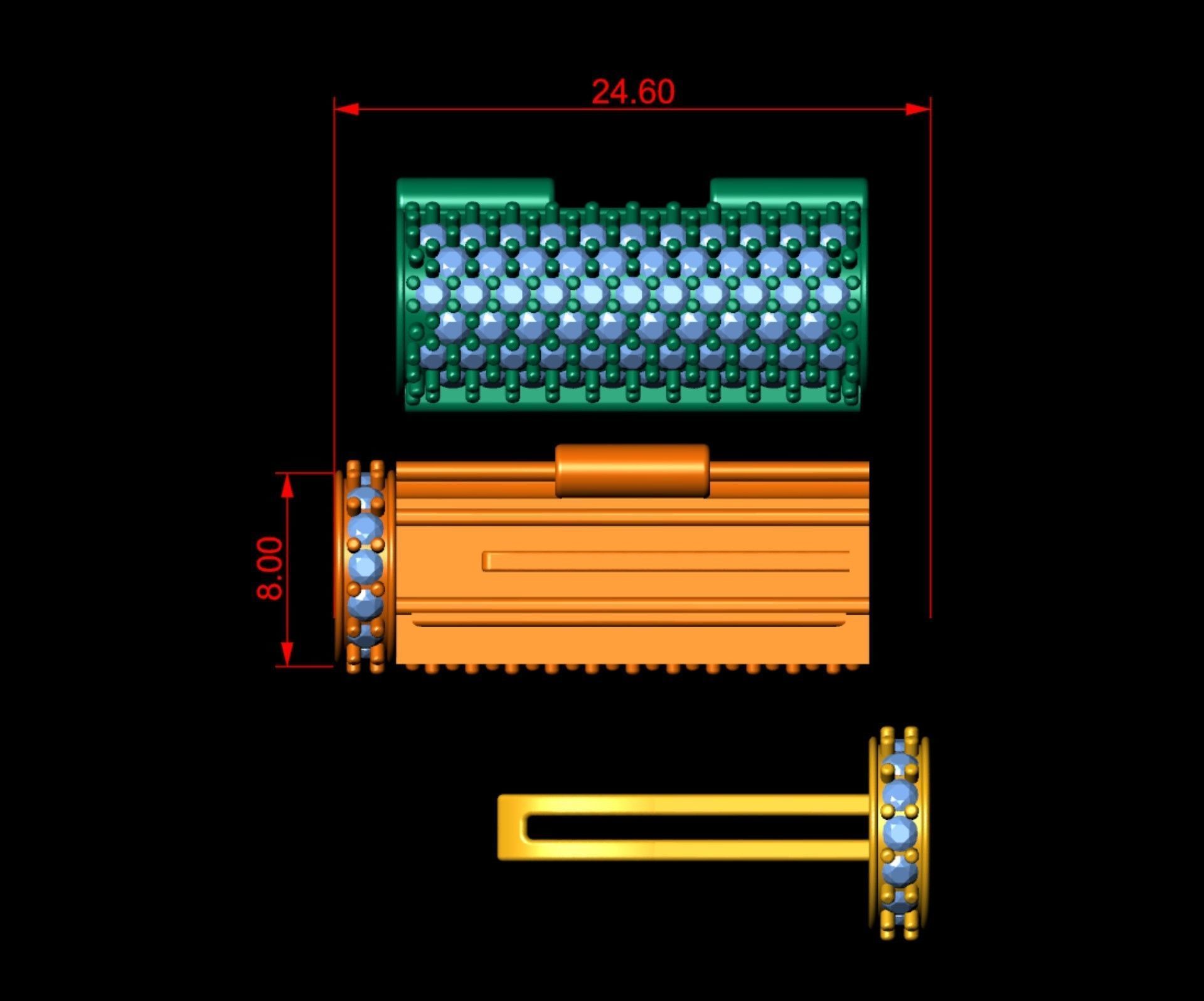 8 mm x 25 mm  Round Flip Diamond Lock Box for Chain and Necklace 3D print model_9
