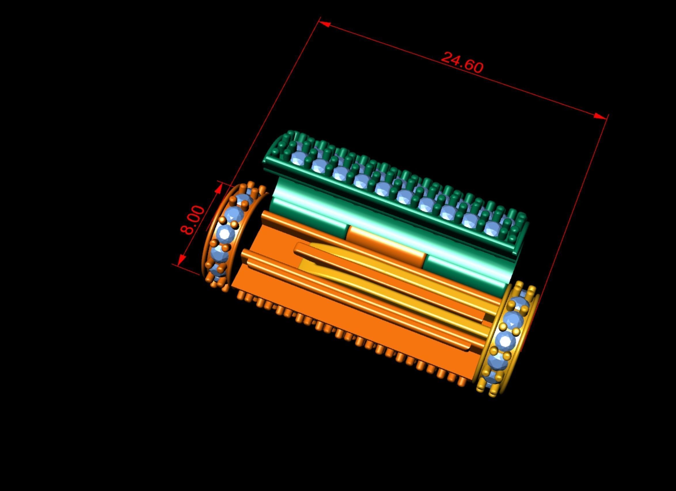 8 mm x 25 mm  Round Flip Diamond Lock Box for Chain and Necklace 3D print model_12