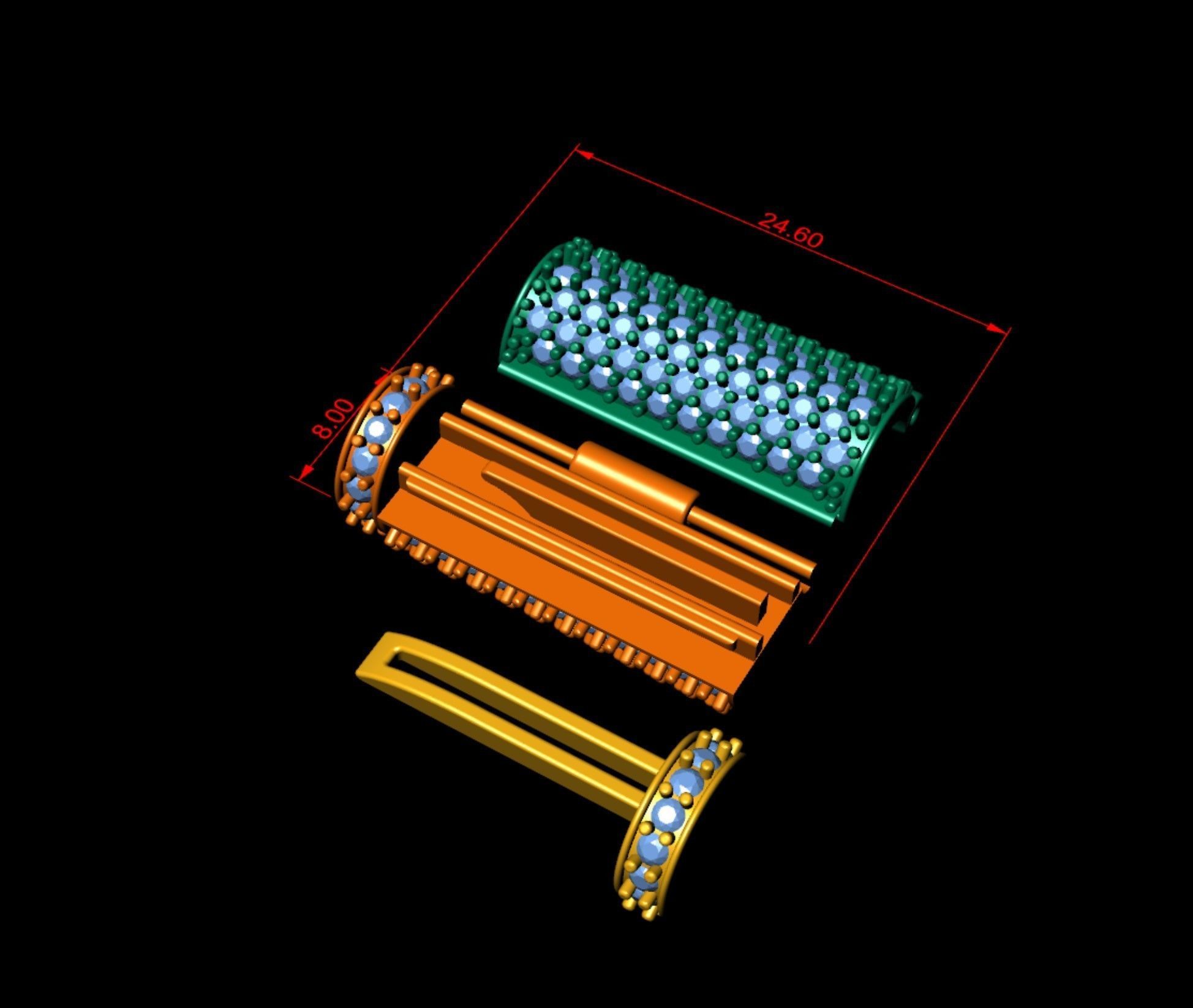 8 mm x 25 mm  Round Flip Diamond Lock Box for Chain and Necklace 3D print model_8