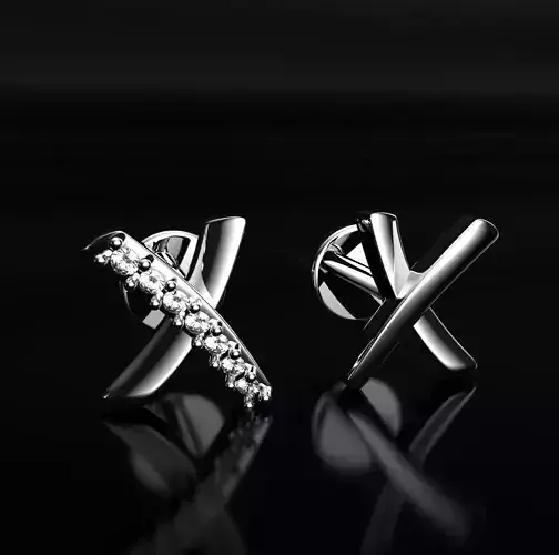 Earrings X pair of gold stud with topaz stones