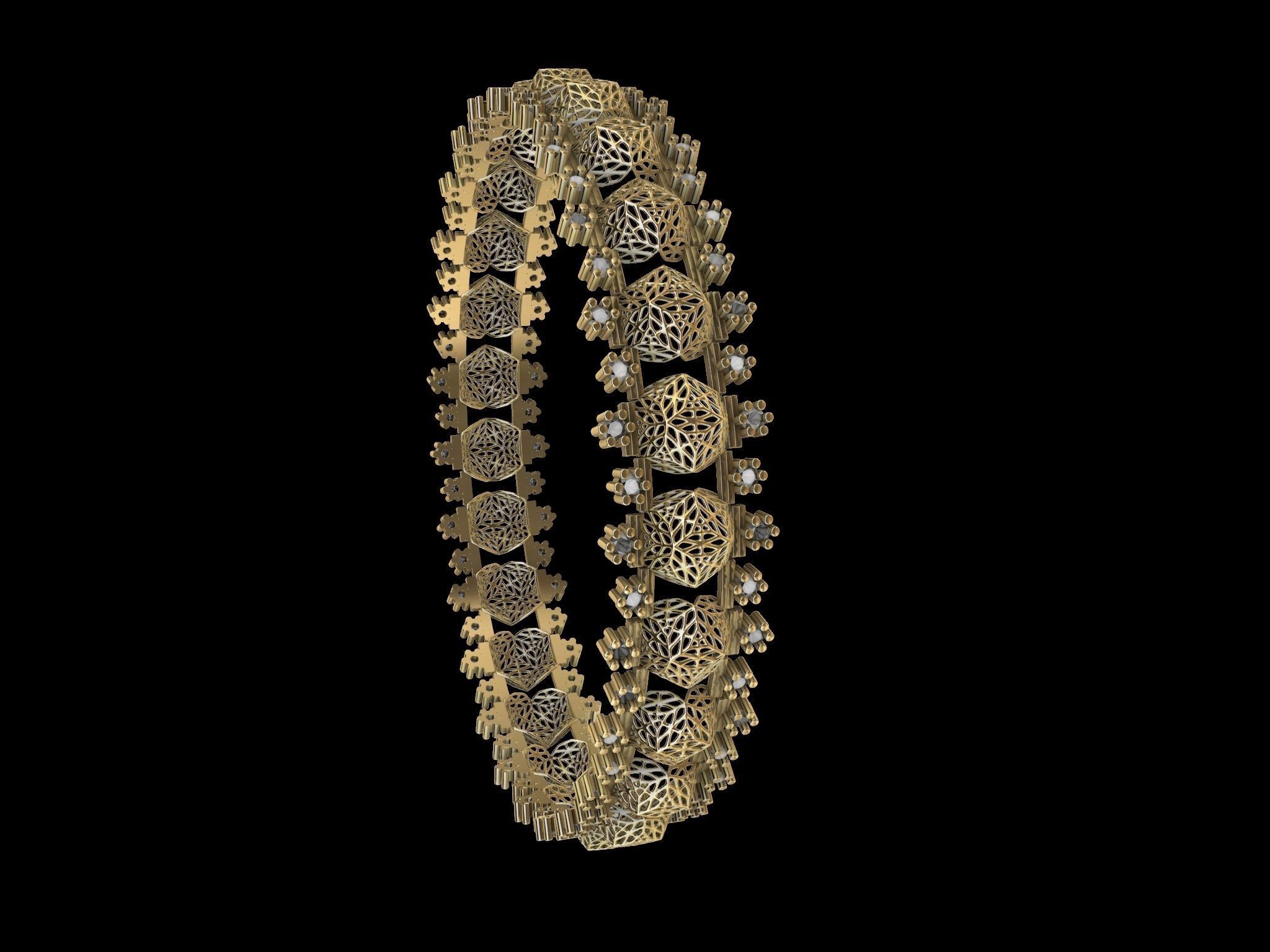 jali diamond bangle stl verified 3D print model_8