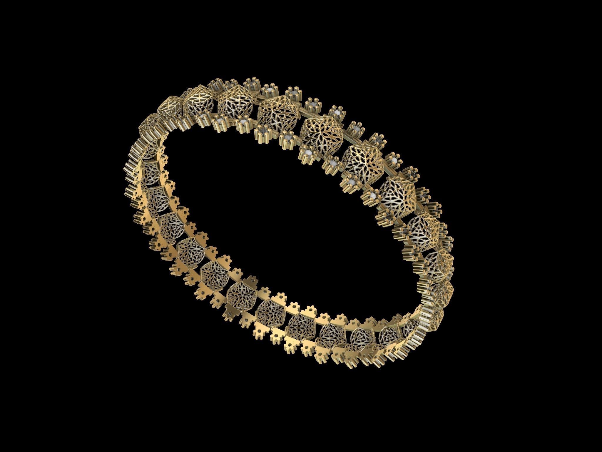 jali diamond bangle stl verified 3D print model_2