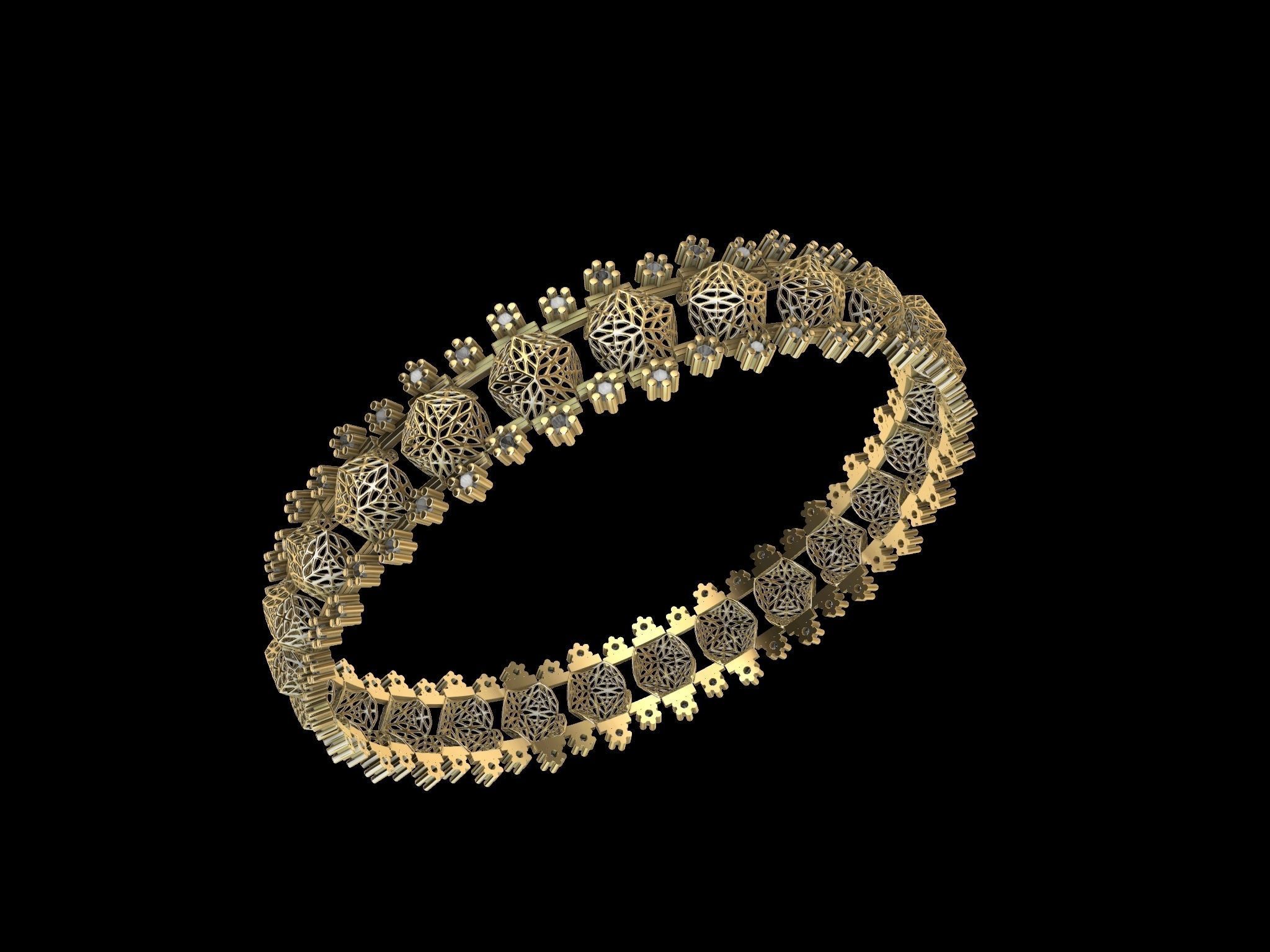 jali diamond bangle stl verified 3D print model_1