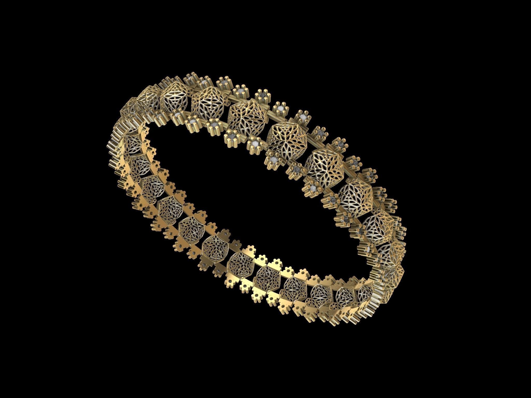 jali diamond bangle stl verified 3D print model_10