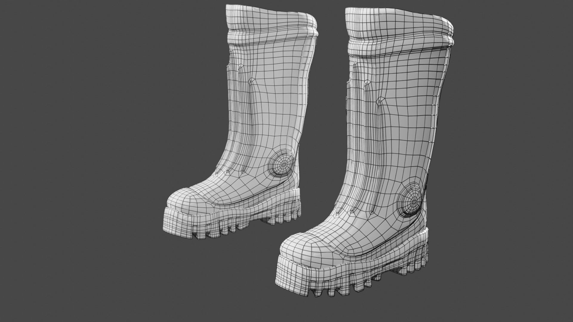 Gumboots-Worker Boots Low-poly 3D model_15