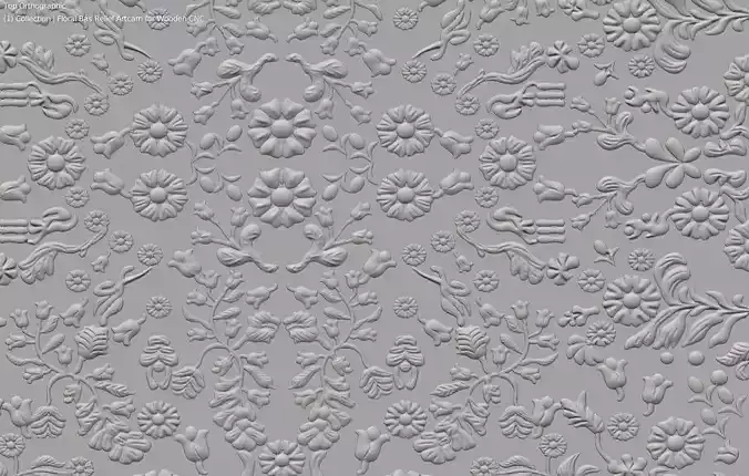 Wooden Door Floral Bas Relief Artcam Design 3D print model