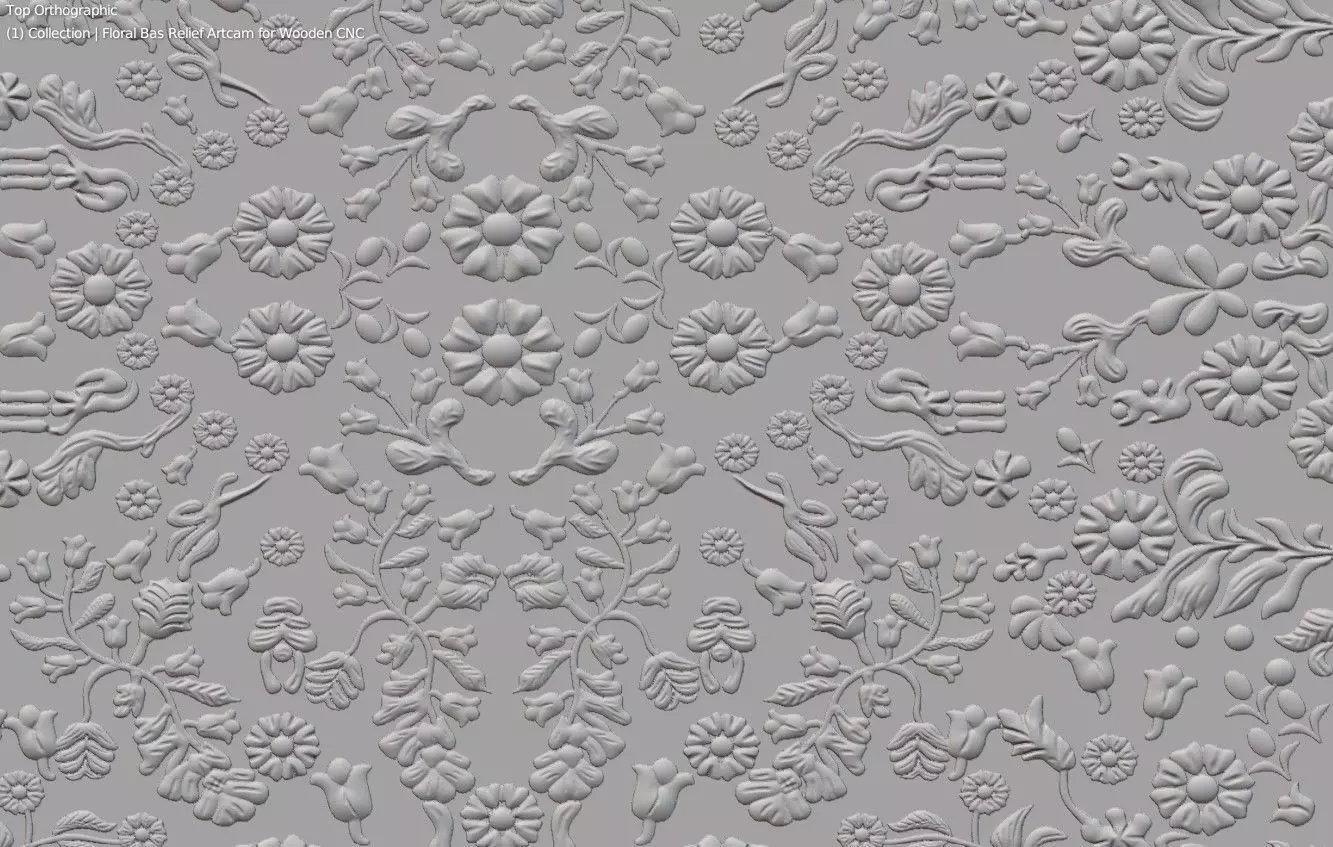 Wooden Door Floral Bas Relief Artcam Design 3D print model