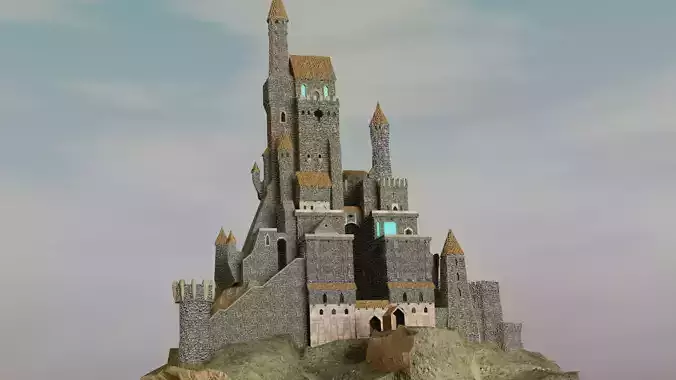 modular castle model Free low-poly 3D model