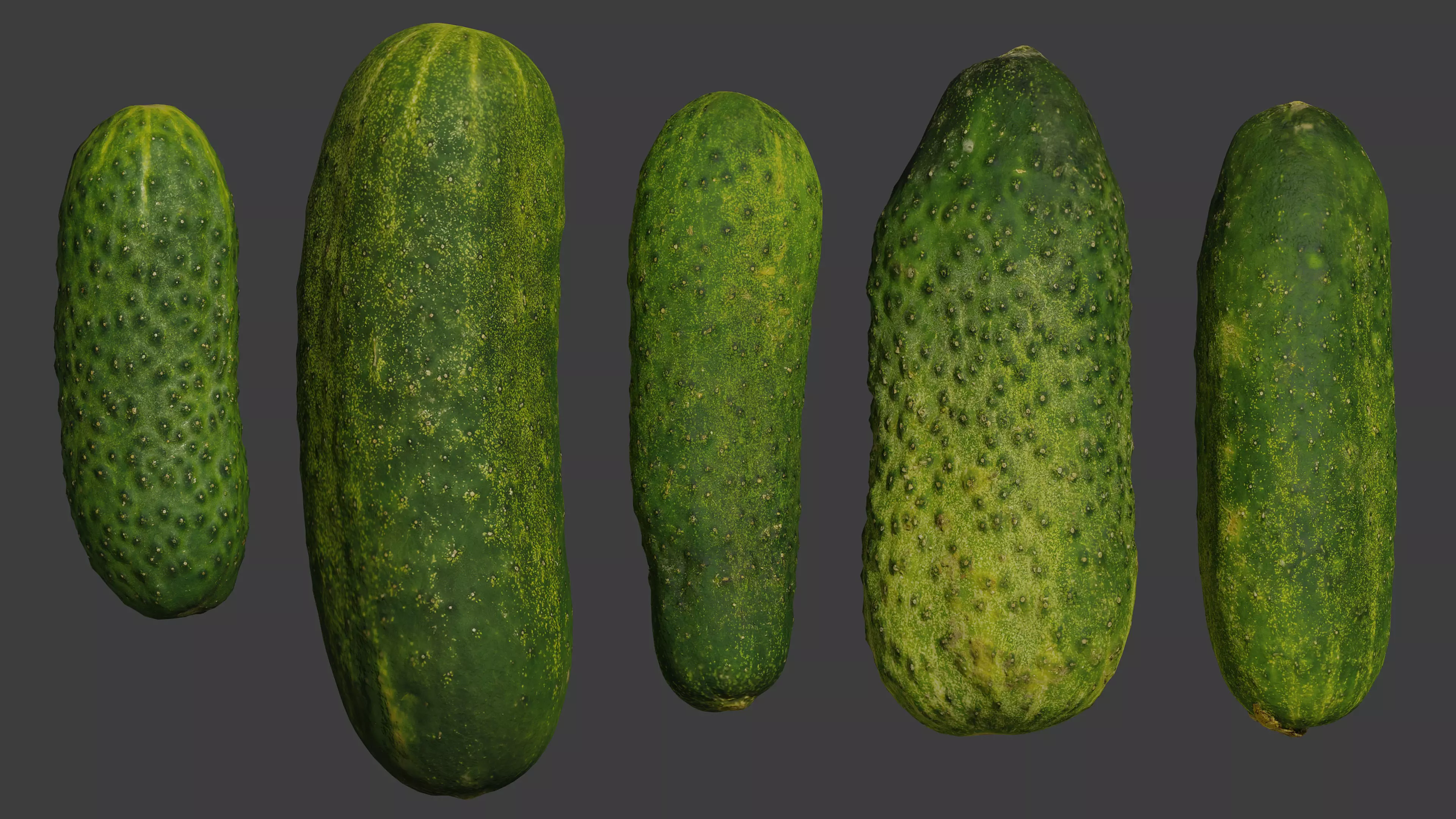 Cucumbers scanned models Low-poly 3D model_0