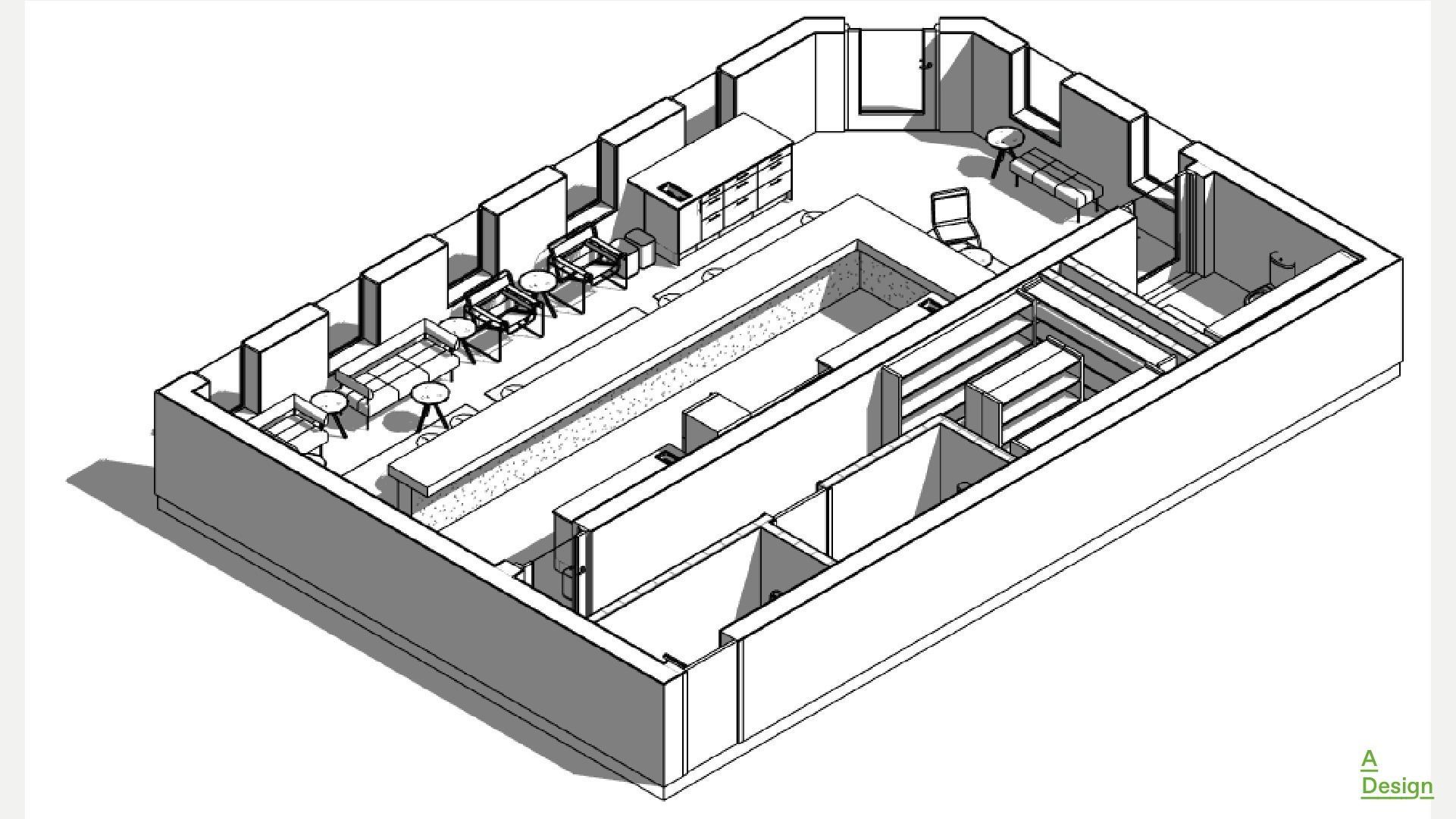 Coffee shop - Revit 3D model_9