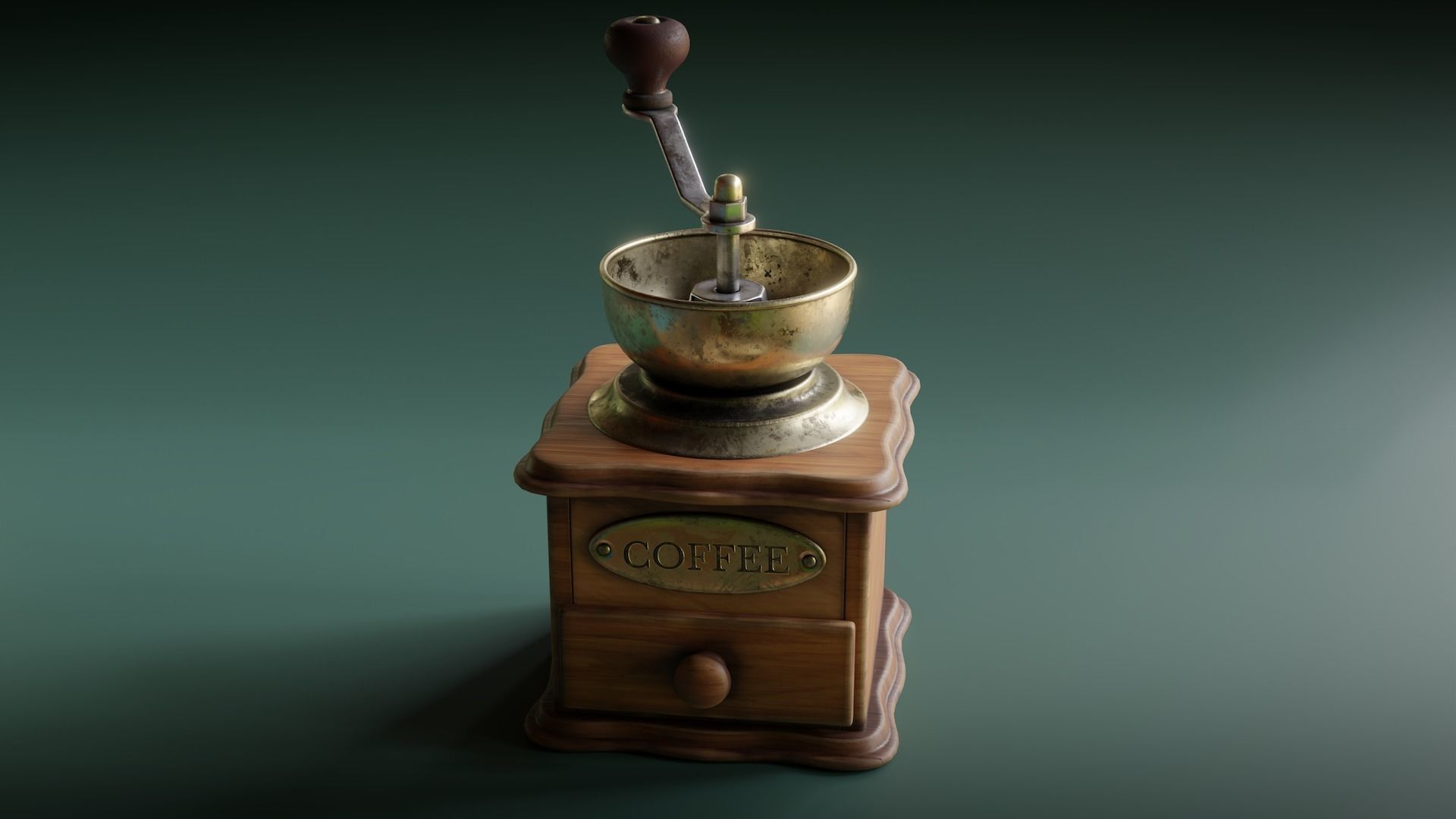 Classic Coffee Grinder Low-poly 3D model_5
