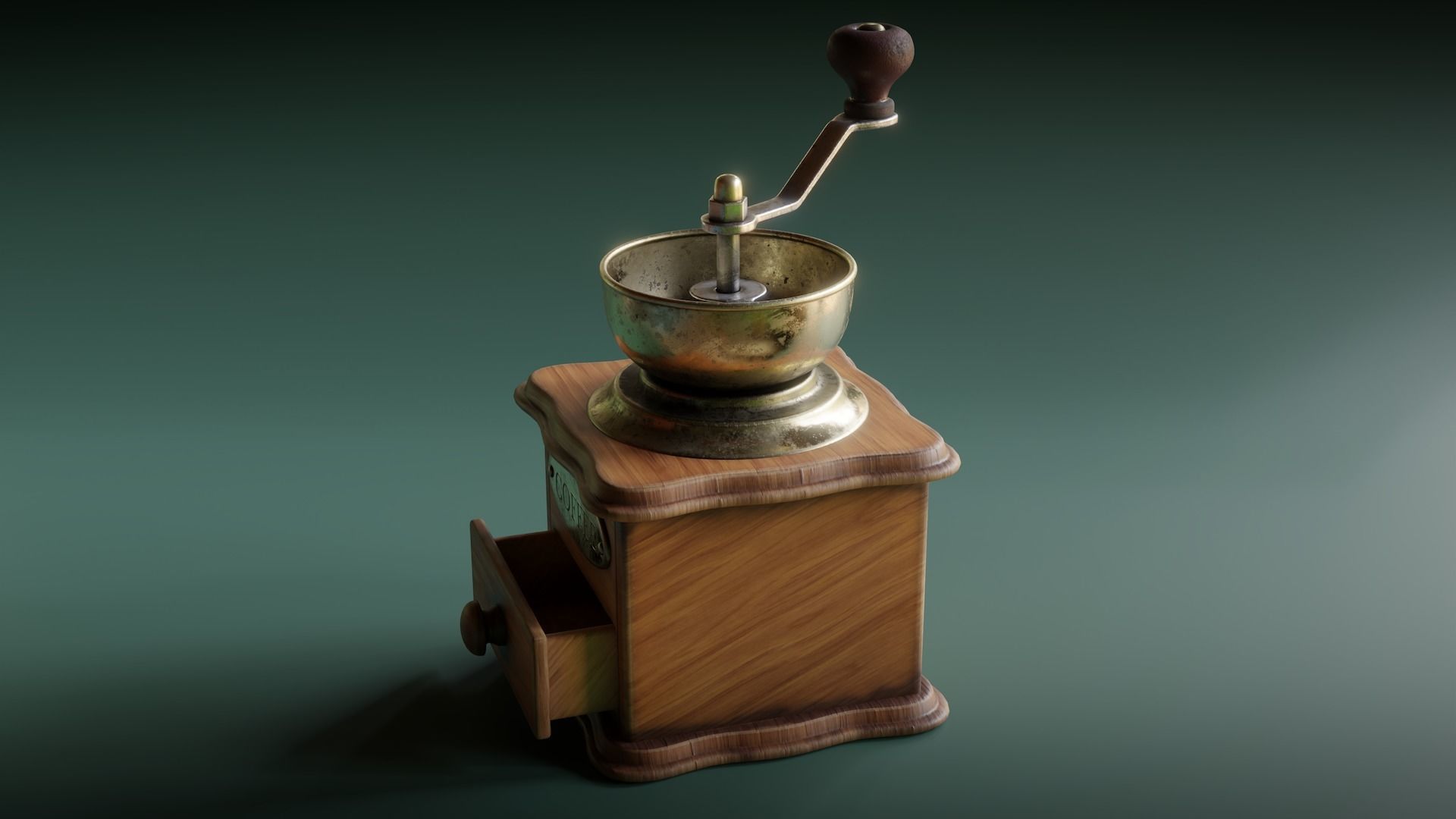 Classic Coffee Grinder Low-poly 3D model_2