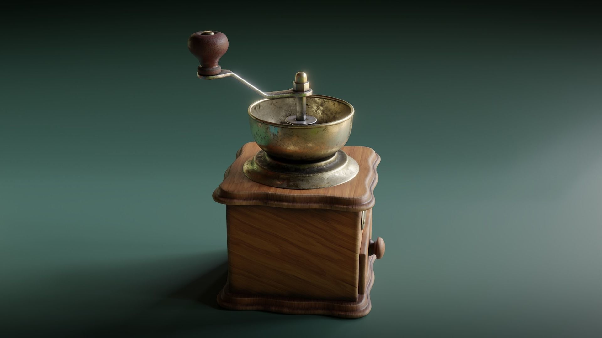 Classic Coffee Grinder Low-poly 3D model_4