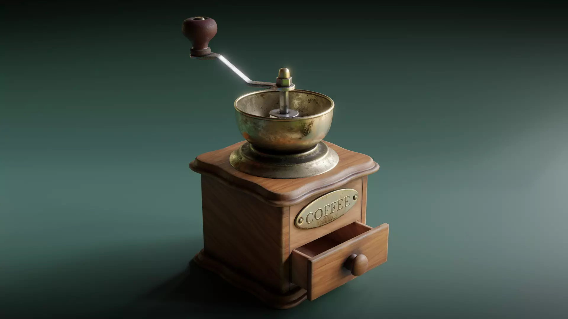 Classic Coffee Grinder Low-poly 3D model_0