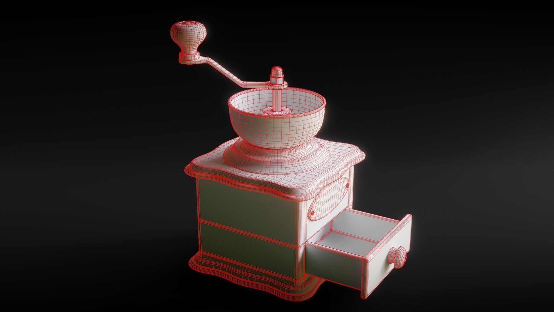 Classic Coffee Grinder Low-poly 3D model_6