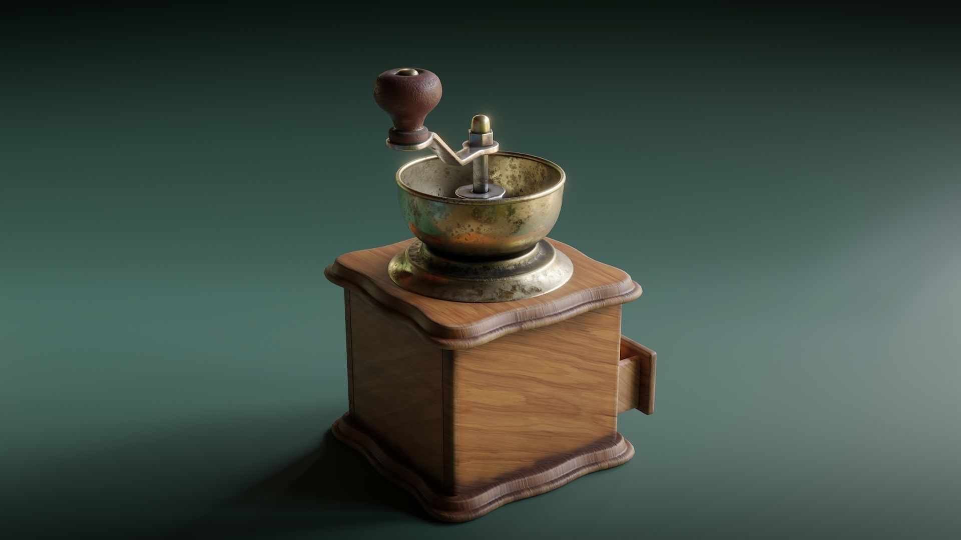 Classic Coffee Grinder Low-poly 3D model_3