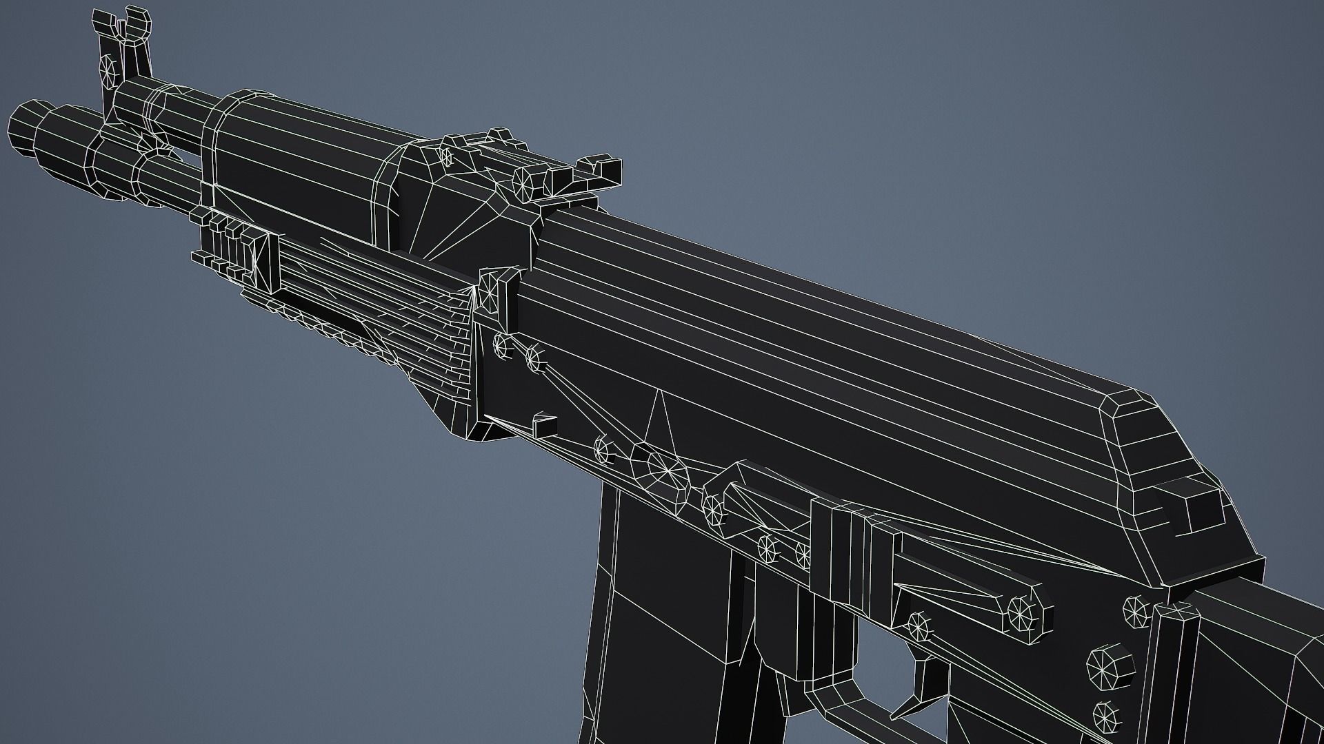 Stylized AK-102 Low Poly Game Ready Low-poly 3D model_17