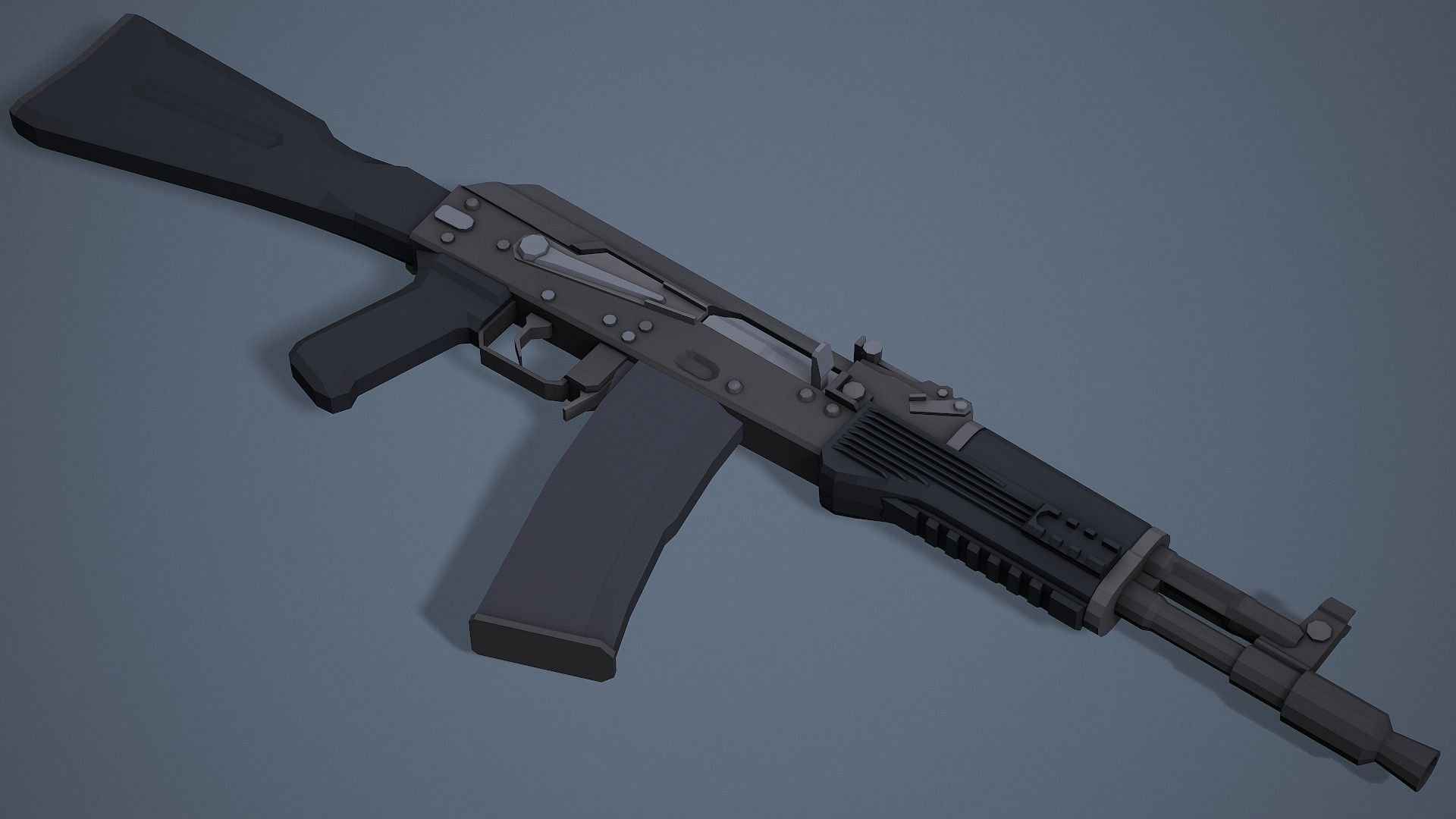 Stylized AK-102 Low Poly Game Ready Low-poly 3D model_12
