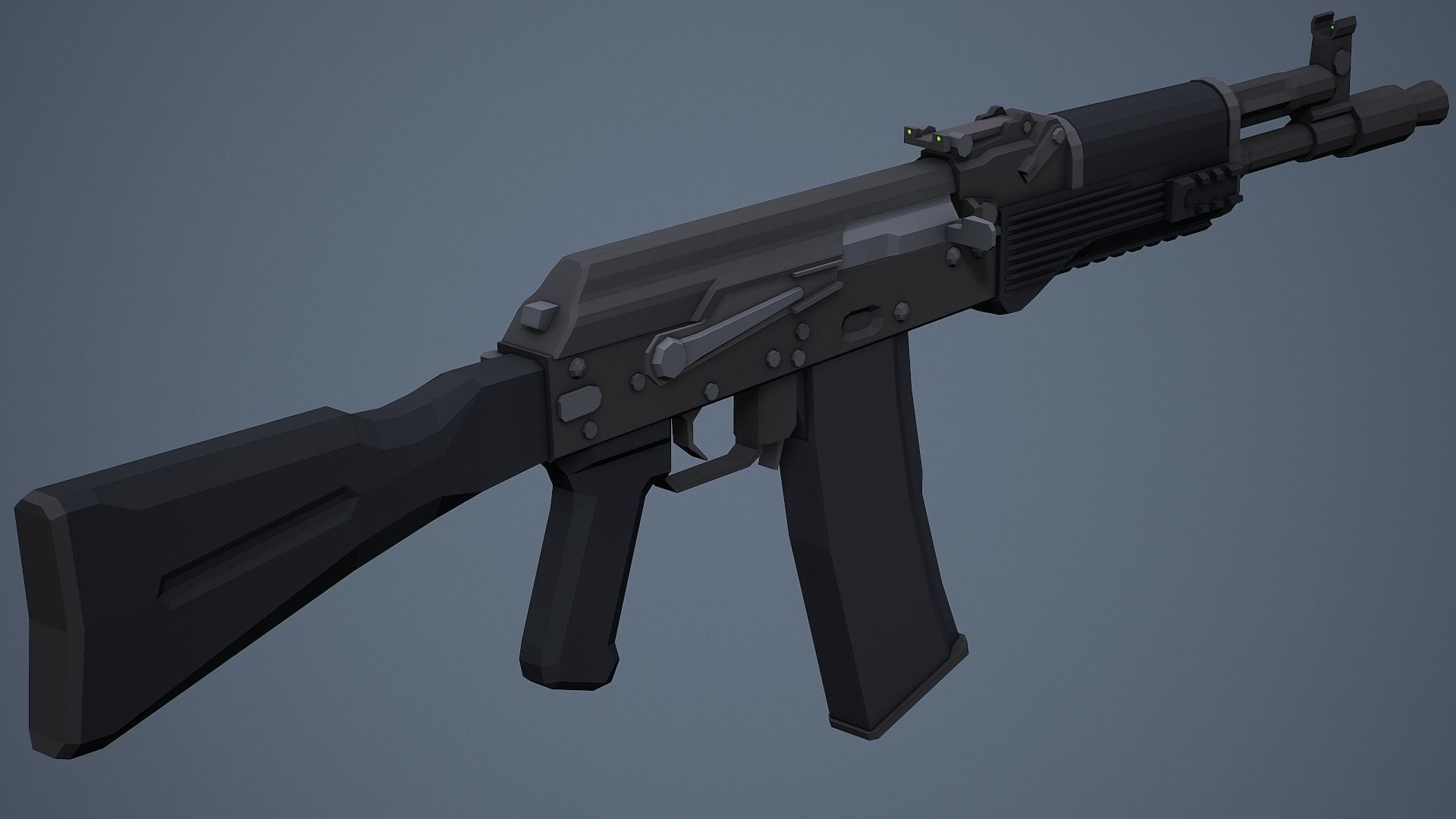 Stylized AK-102 Low Poly Game Ready Low-poly 3D model_6