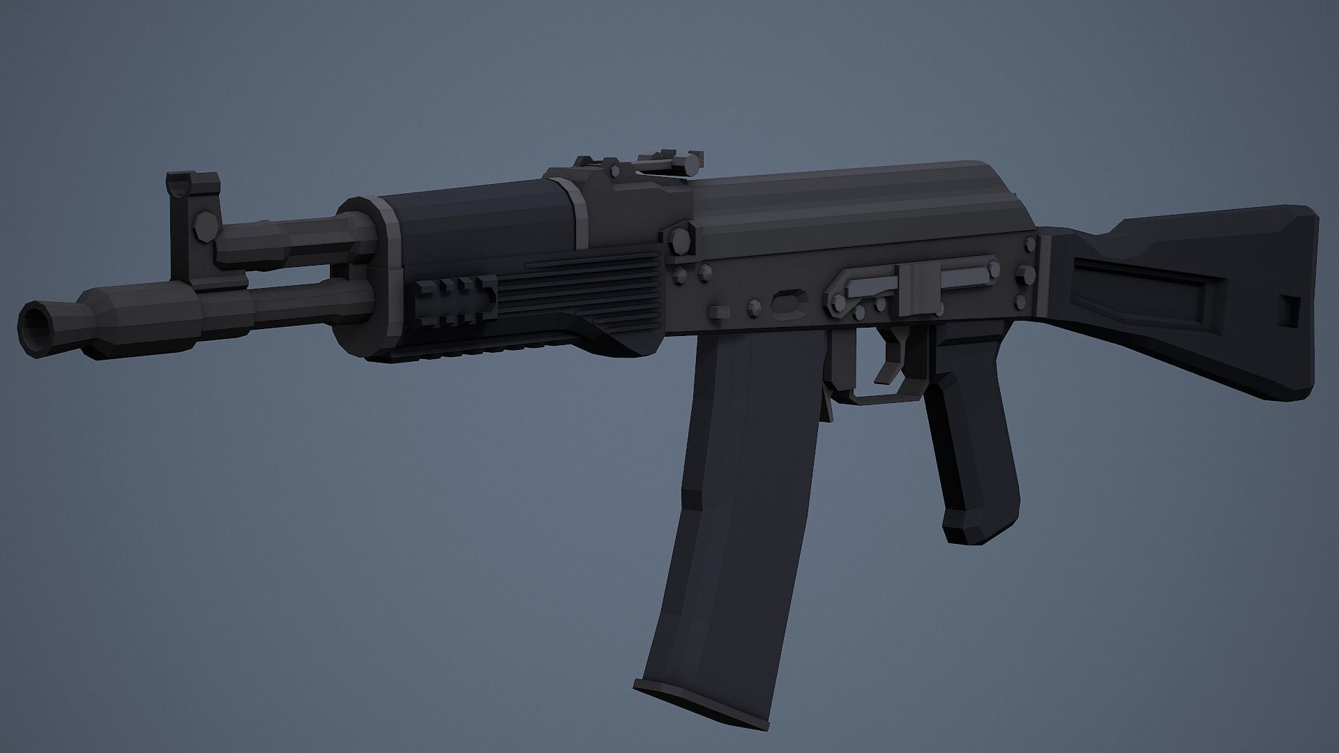 Stylized AK-102 Low Poly Game Ready Low-poly 3D model_4