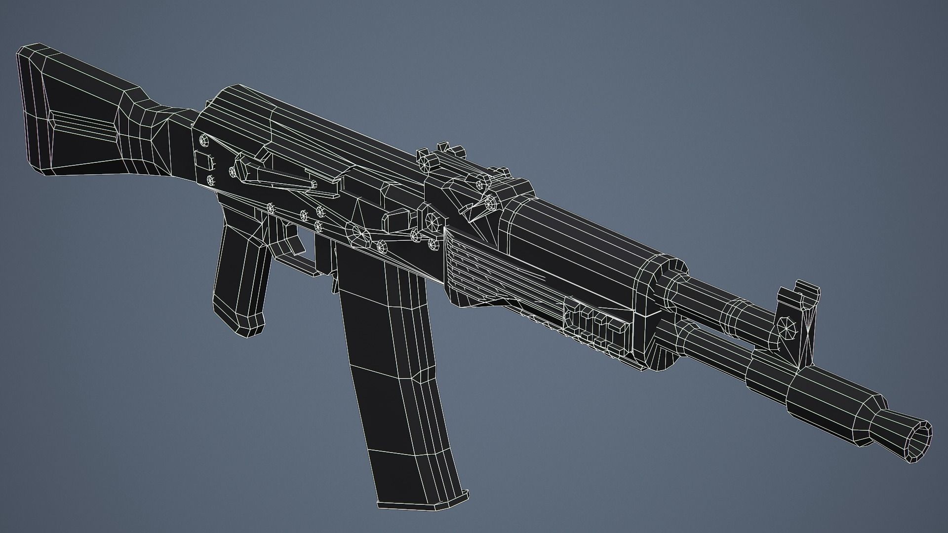 Stylized AK-102 Low Poly Game Ready Low-poly 3D model_15