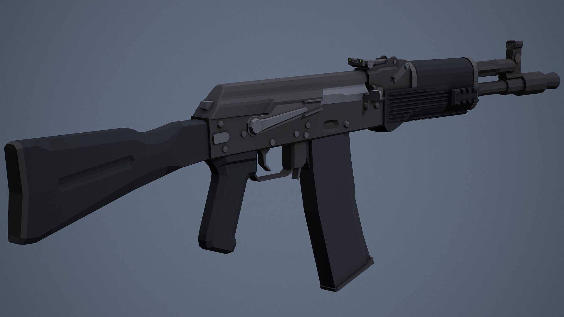 Stylized AK-102 Low Poly Game Ready Low-poly 3D model_3
