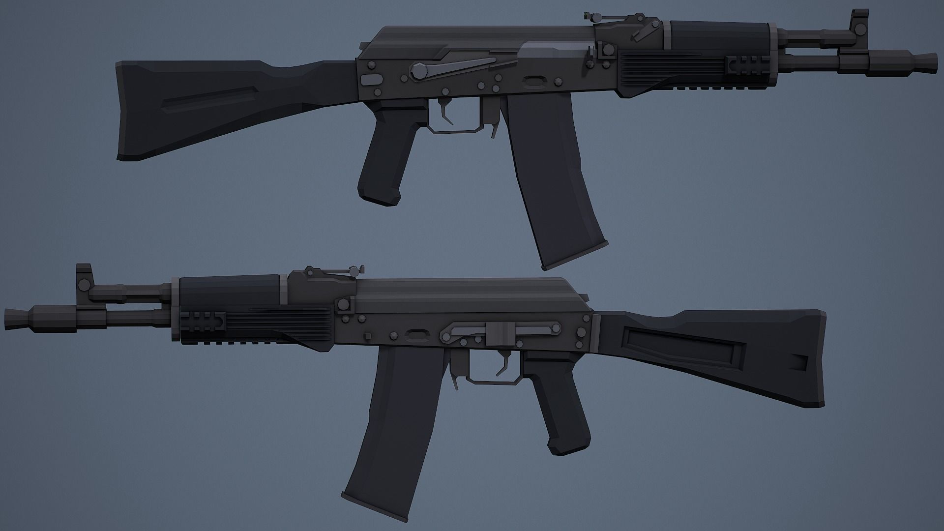 Stylized AK-102 Low Poly Game Ready Low-poly 3D model_2