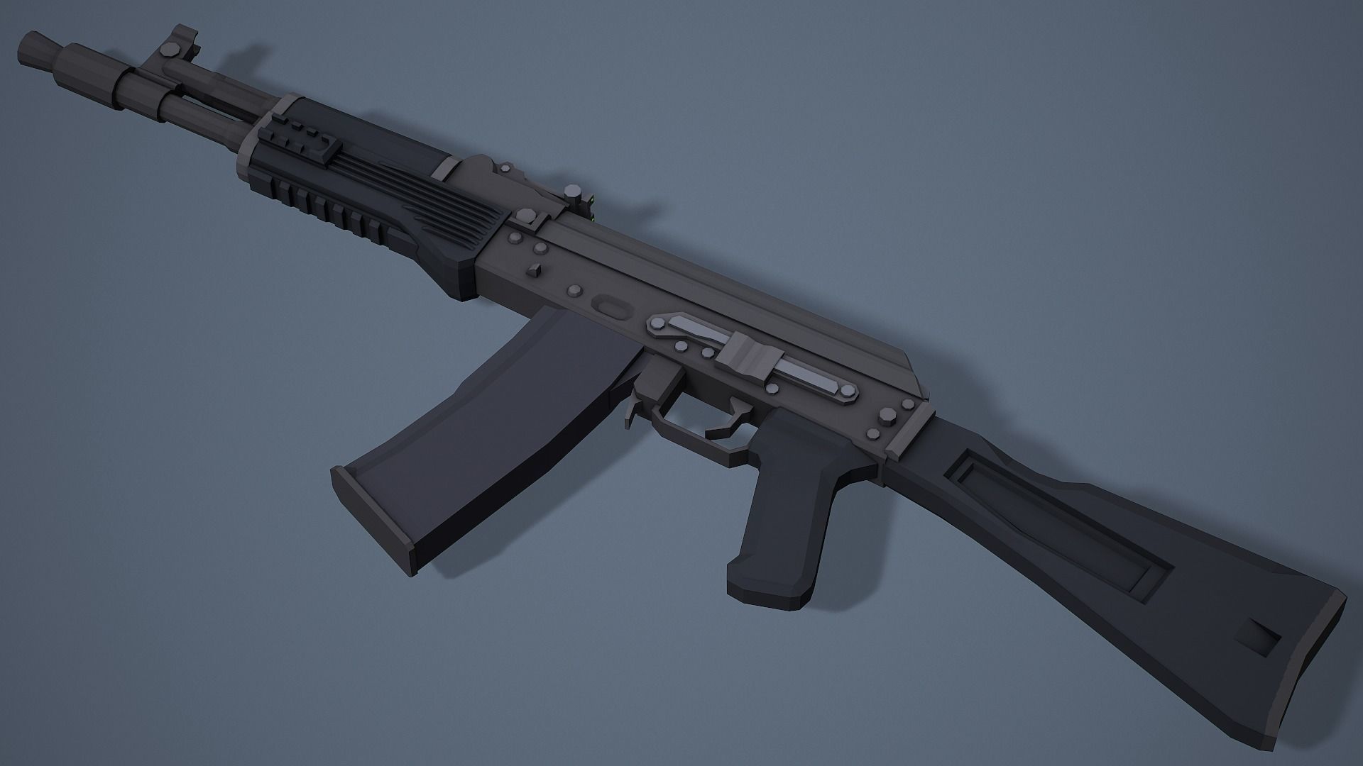 Stylized AK-102 Low Poly Game Ready Low-poly 3D model_13